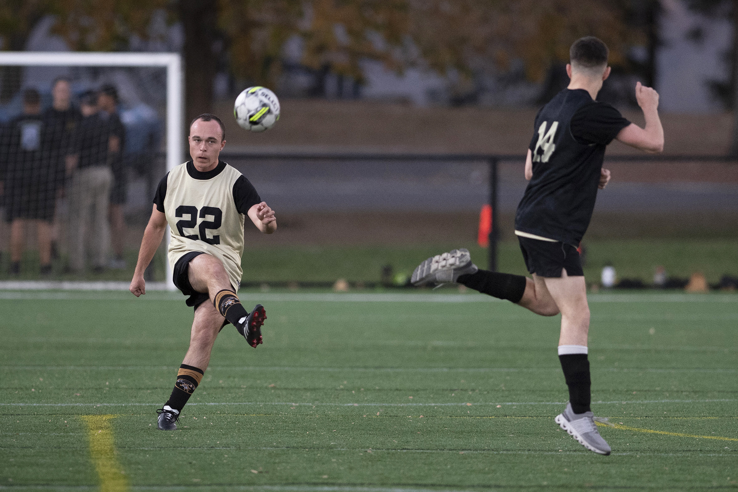 It was an evening of incredible finishes as cadets competed in five sports of the Company Athletics Fall Brigade Finals on Nov. 5 at the Arvin Cadet Physical Development Center and Daly Field. Cadets vied for company-level titles in functional fitness, flag football, soccer, basketball and grappling.  (Photo by John Pellino/USMA PAO)