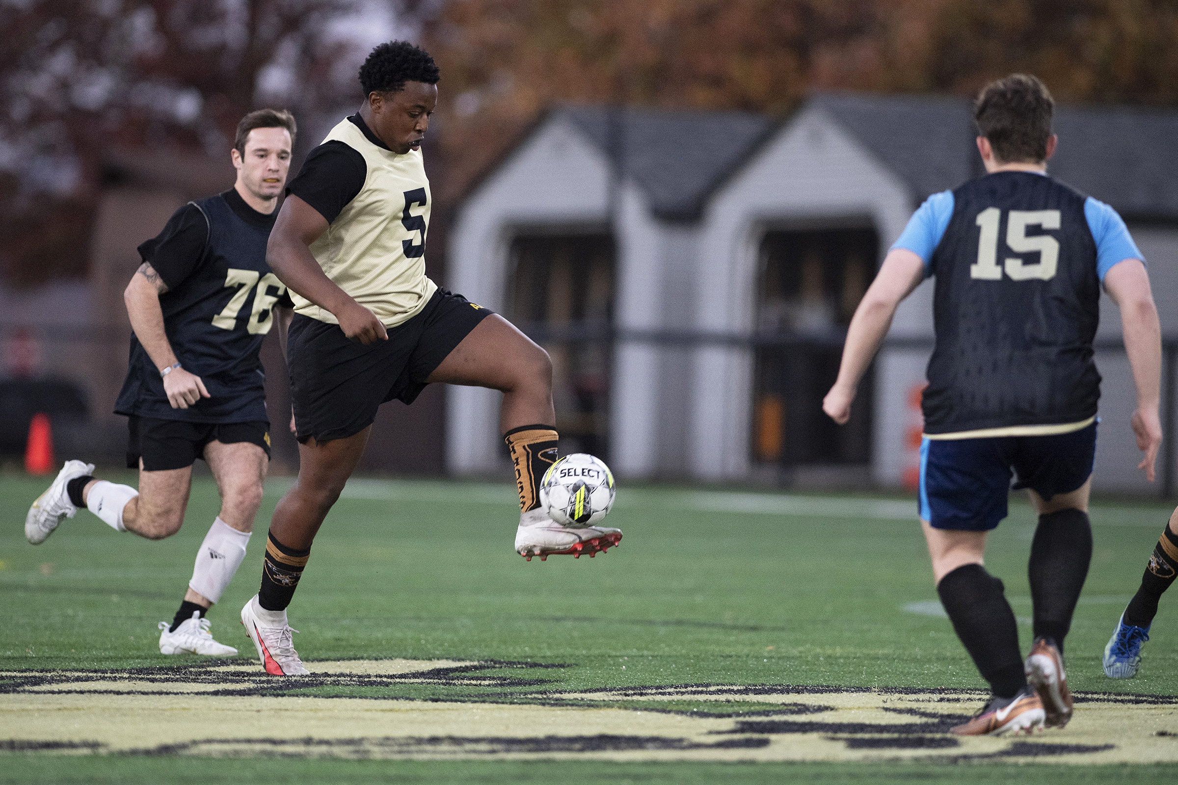 It was an evening of incredible finishes as cadets competed in five sports of the Company Athletics Fall Brigade Finals on Nov. 5 at the Arvin Cadet Physical Development Center and Daly Field. Cadets vied for company-level titles in functional fitness, flag football, soccer, basketball and grappling.  (Photo by John Pellino/USMA PAO)