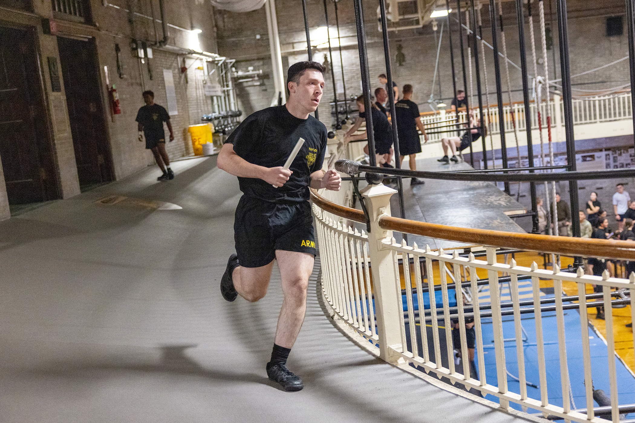 First and Second Class Cadets and some members of the Army West Point Sports teams took on the challenge of the Indoor Obstacle Course Test for a grade on Nov. 20 at Hayes Gym. (Photo by Eric S. Bartelt/USMA PAO-VI)