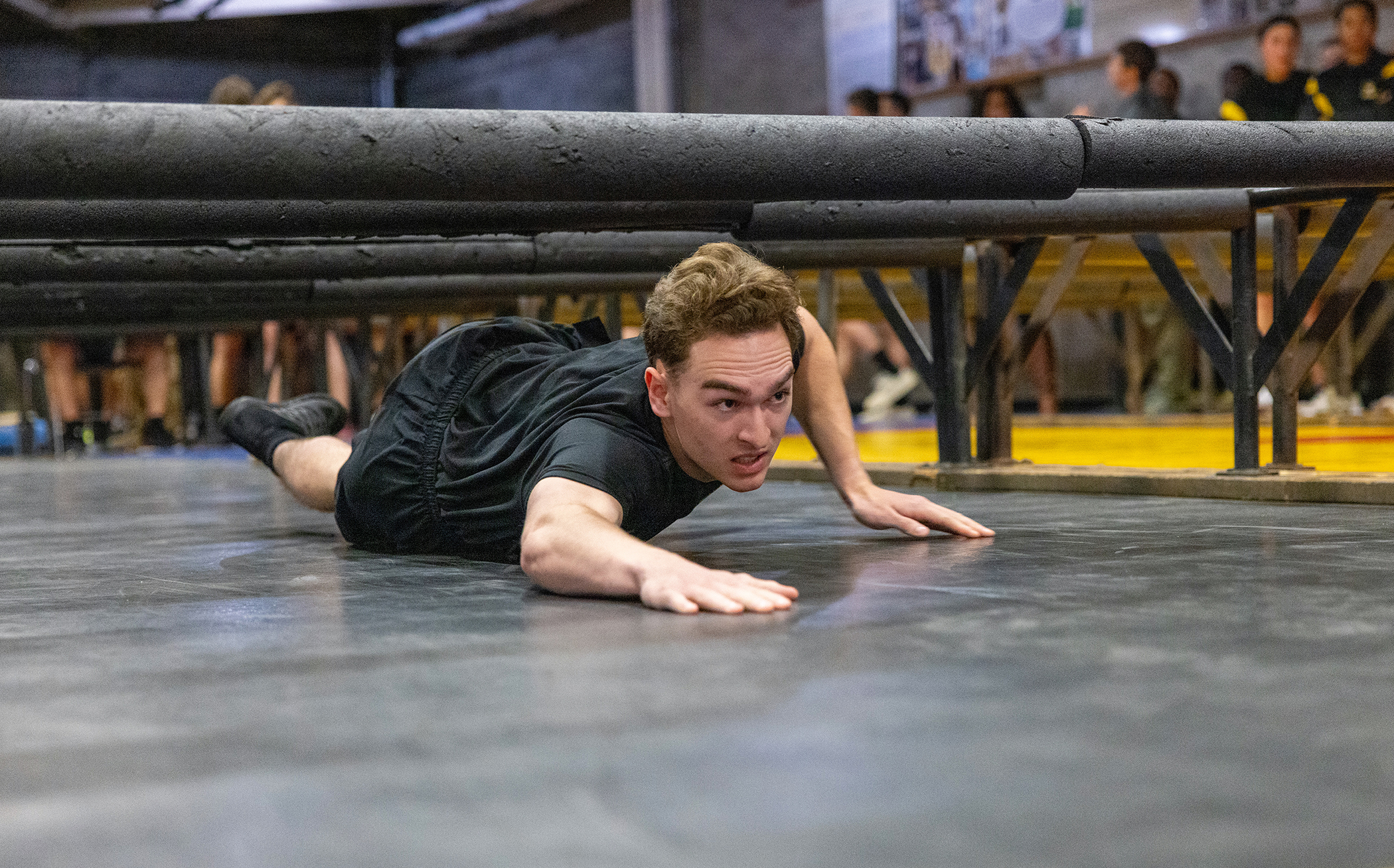 First and Second Class Cadets and some members of the Army West Point Sports teams took on the challenge of the Indoor Obstacle Course Test for a grade on Nov. 20 at Hayes Gym. (Photo by Eric S. Bartelt/USMA PAO-VI)