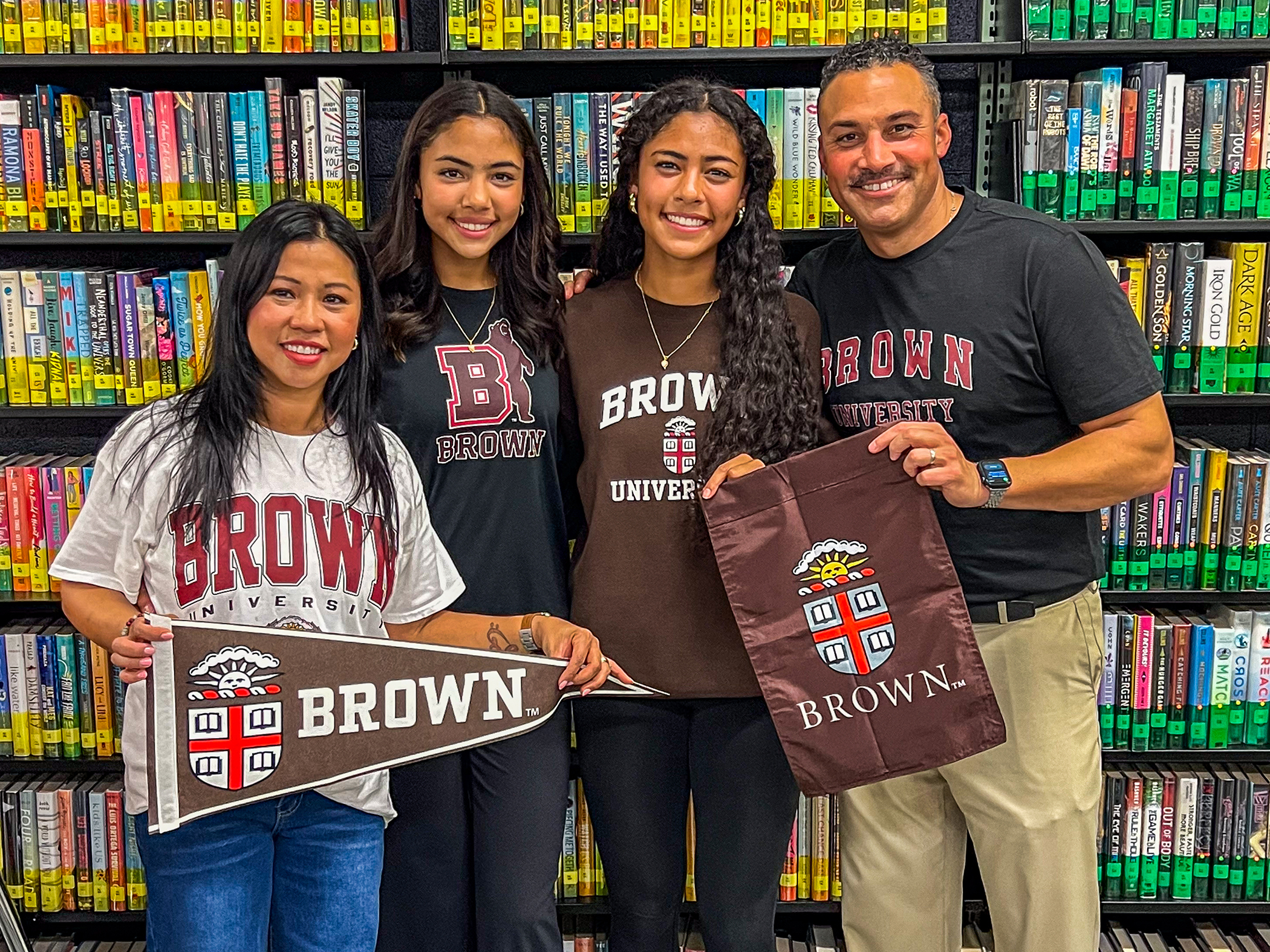 (Left to Right) Mary-Joy Guy (Mother), Shylah-Eve Guy (Sister), Jael-Marie Guy, and Diontae Guy (Father) pose together after Jael signed her National Letter of Intent to play soccer at Brown University beginning in the fall semester of 2025 inside the James I O’Neill Library, Highland Falls, N.Y., on Nov. 20, 2024. (Courtesy photo)