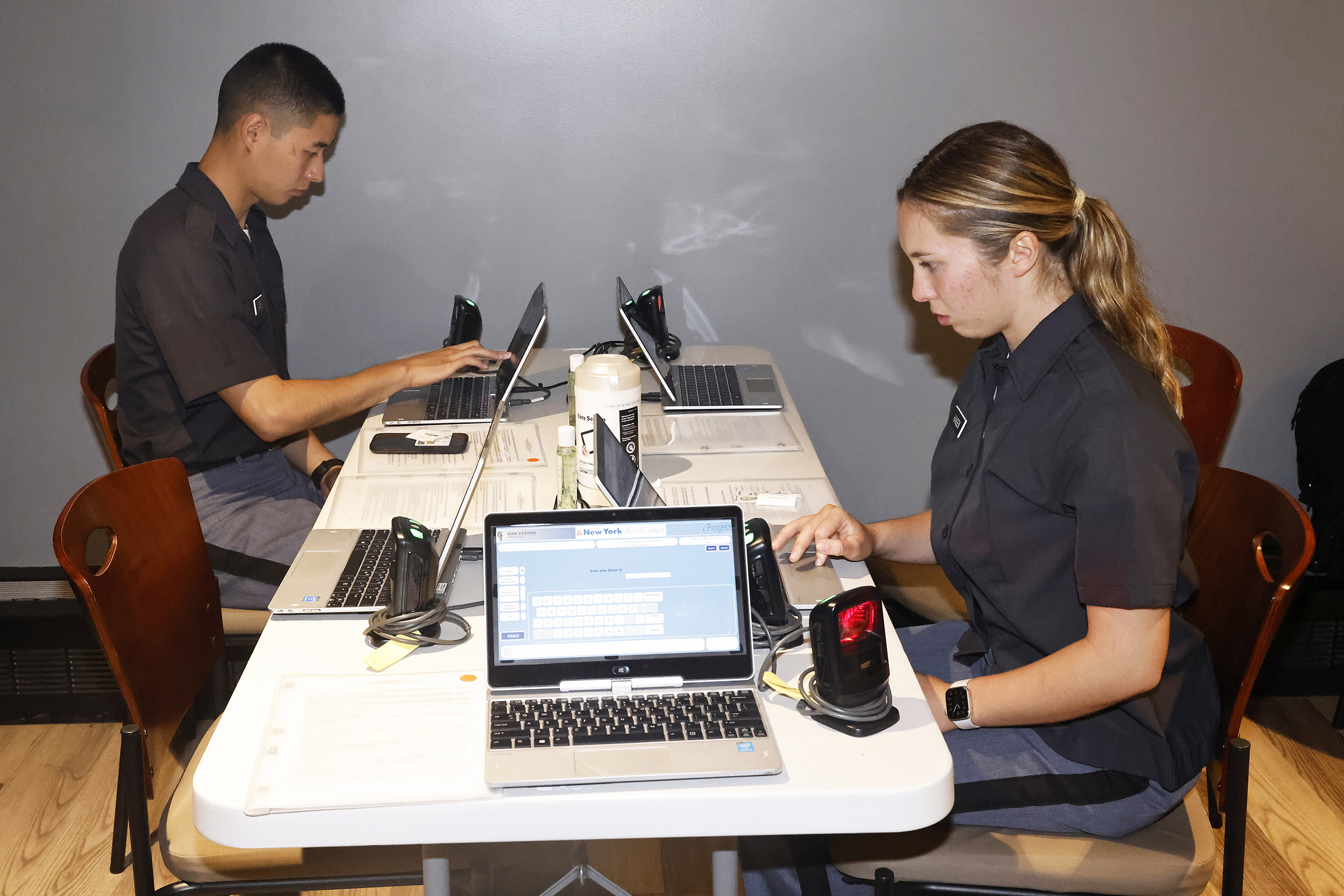 The New York Blood Center blood drive, hosted by West Point, kicked off Sept. 3 at the Riverside Cafe in Eisenhower Hall.  (Photo by Eric S. Bartelt/USMA PAO)