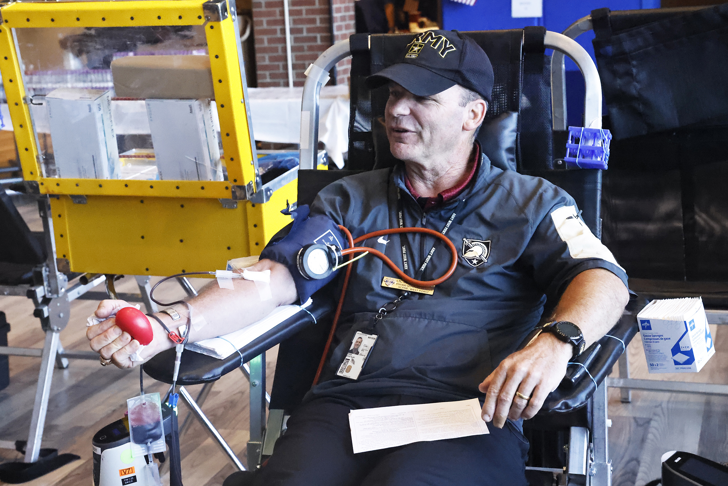 The New York Blood Center blood drive, hosted by West Point, kicked off Sept. 3 at the Riverside Cafe in Eisenhower Hall.  (Photo by Eric S. Bartelt/USMA PAO)