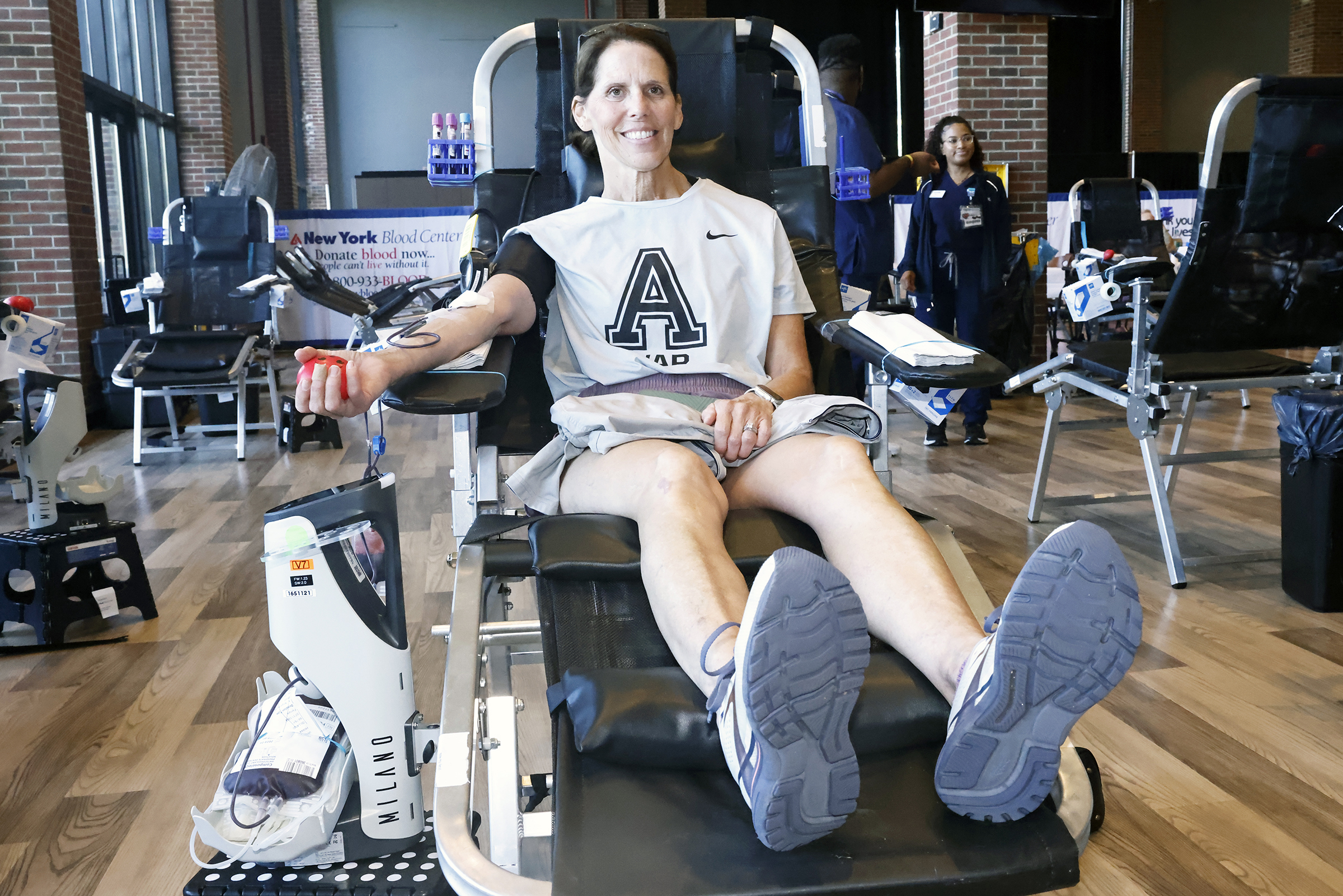 The New York Blood Center blood drive, hosted by West Point, kicked off Sept. 3 at the Riverside Cafe in Eisenhower Hall.  (Photo by Eric S. Bartelt/USMA PAO)