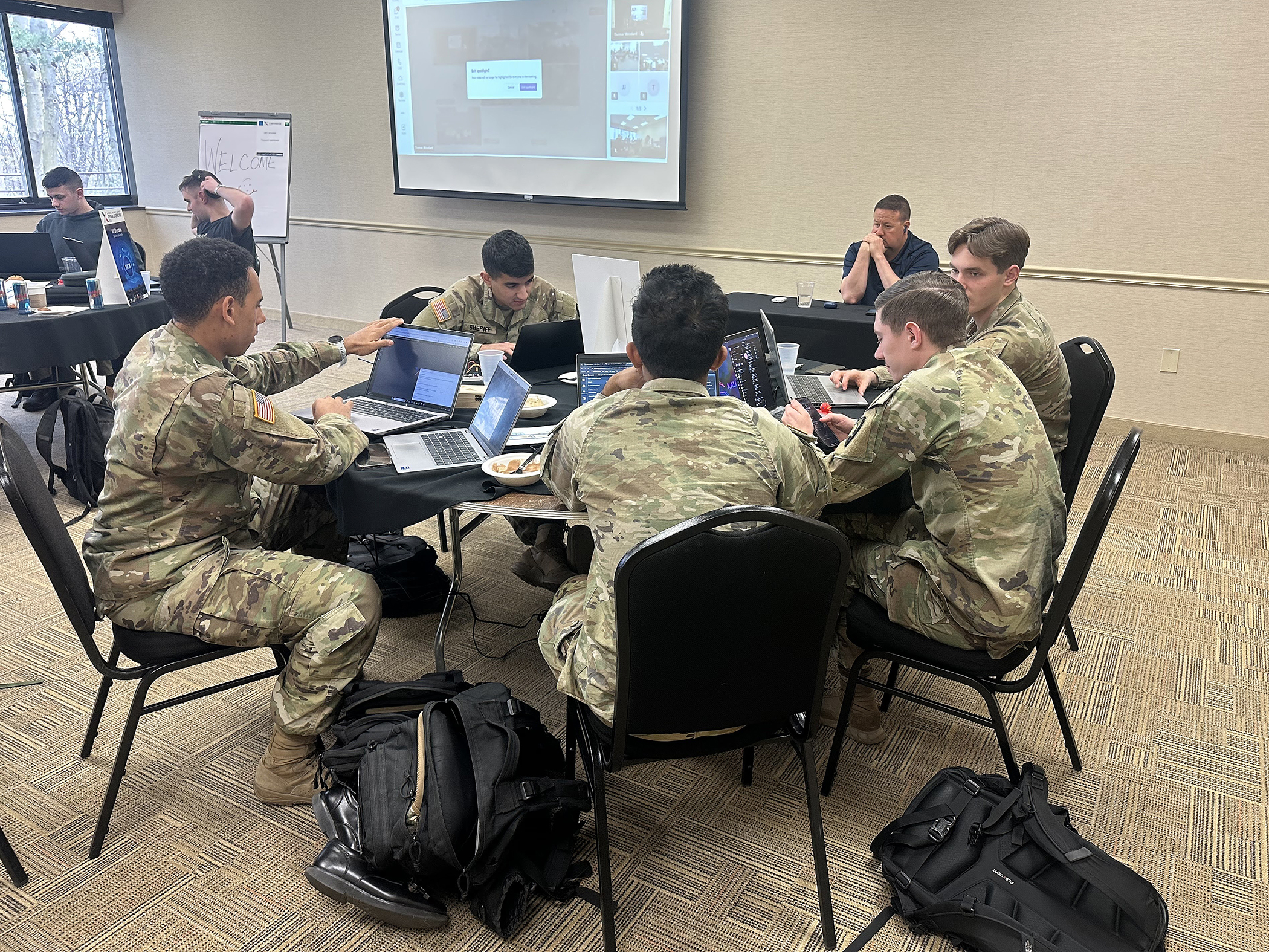 U.S. Military Academy cadets from the Cadet Cyber Team and Electrical Engineering and Computer Science (EECS) Department represented West Point in an inter-academy National Security Agency (NSA) Cyber Exercise competition virtually and in-person at the Maritime Conference Center from March 31-April 2 in Linthicum Heights, Md. 
