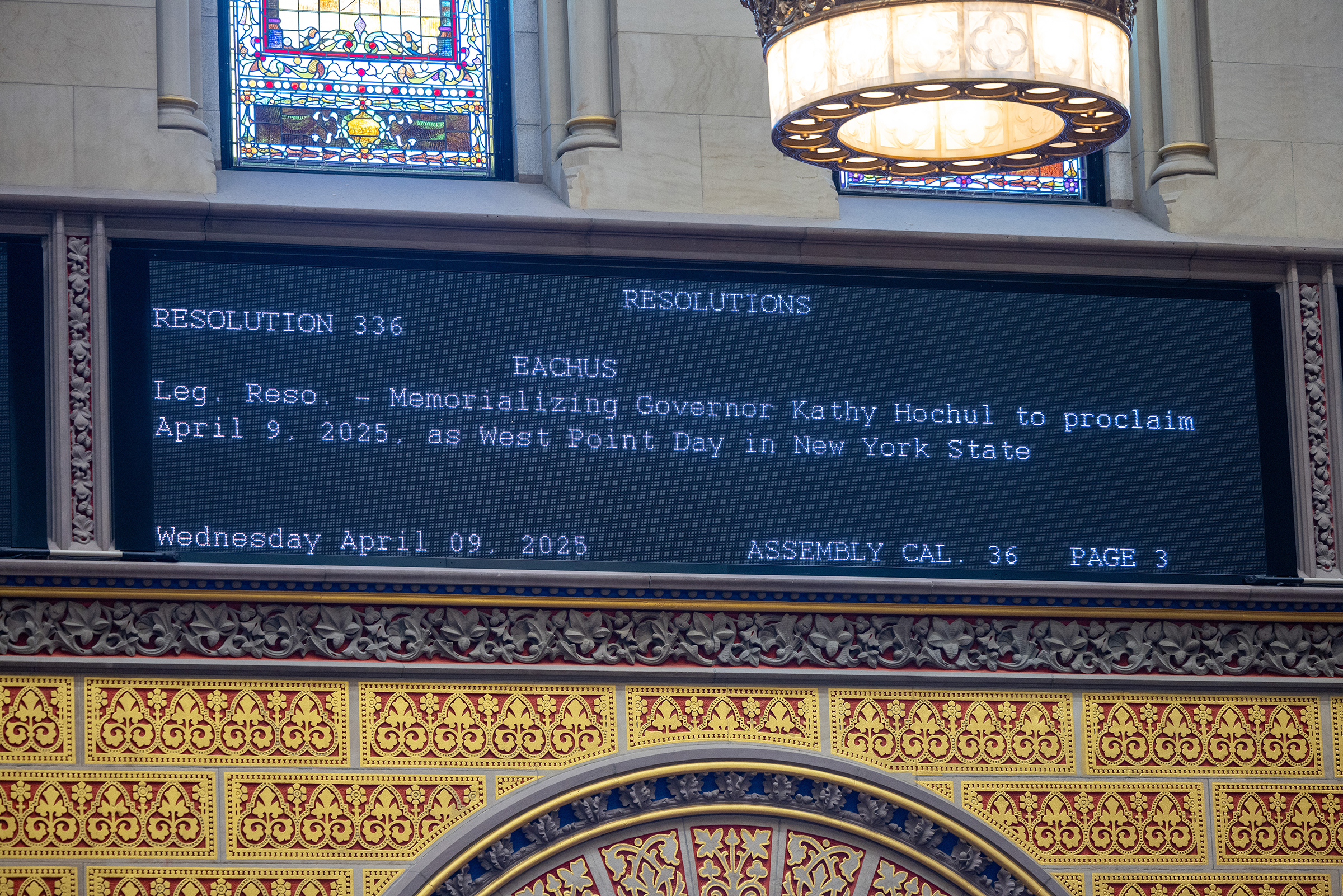 The New York Legislature honored the U.S. Military Academy during the 73rd annual West Point Day in Albany on April 9 at the State Capitol Building in Albany, N.Y.  (Photo by Eric S. Bartelt / USMA PAO-VI)