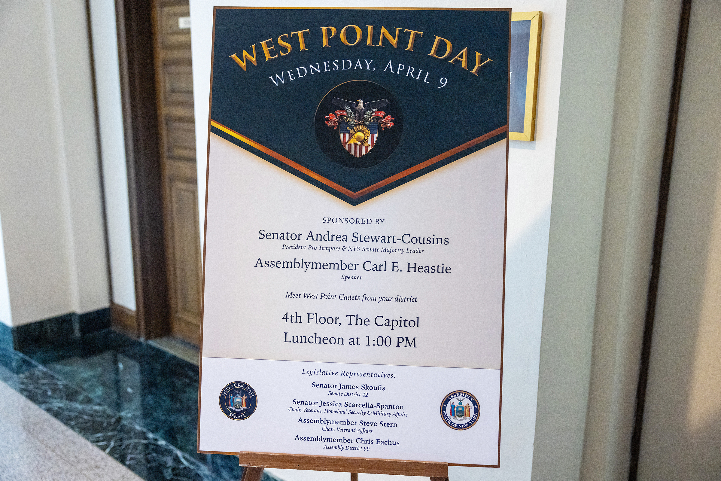 The New York Legislature honored the U.S. Military Academy during the 73rd annual West Point Day in Albany on April 9 at the State Capitol Building in Albany, N.Y.  (Photo by Eric S. Bartelt / USMA PAO-VI)