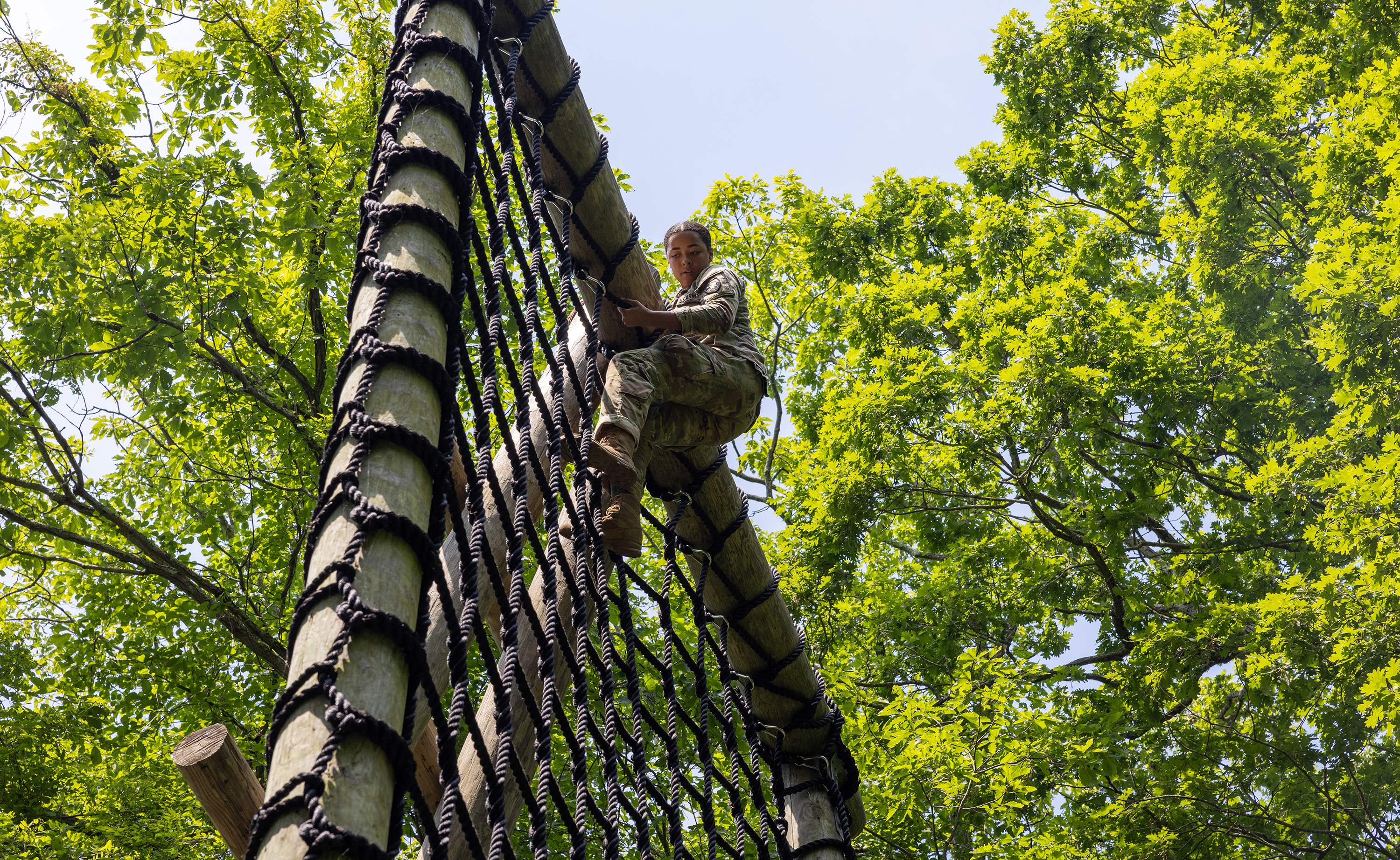 Cadet Field Training I cadets continued to build their strengths and confidence by conquering the Water Confidence Course and the Marne Confidence Course on June 5 at each location in Camp Buckner.  (Photo by Eric S. Bartelt/USMA PAO-VI)