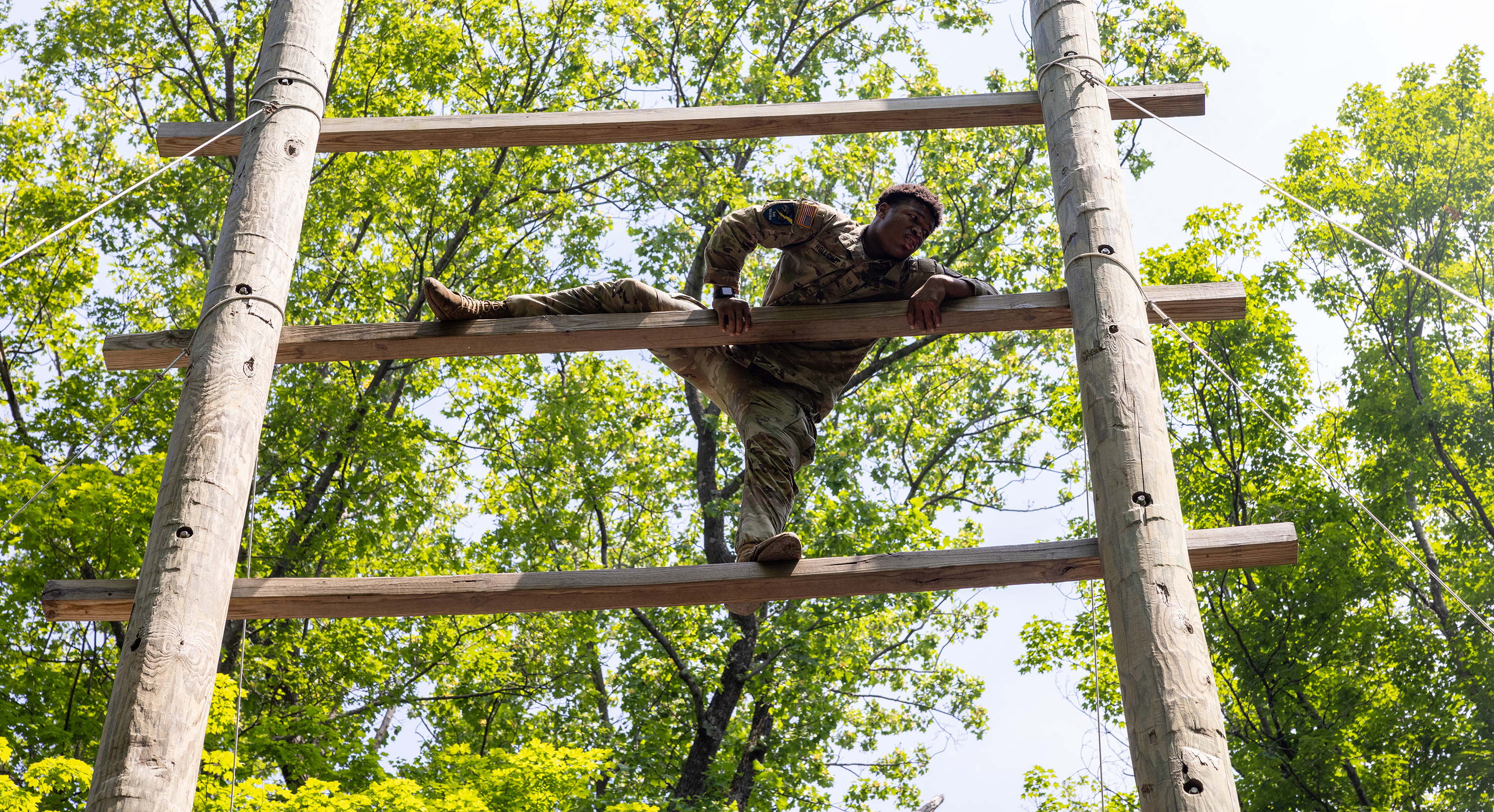 Cadet Field Training I cadets continued to build their strengths and confidence by conquering the Water Confidence Course and the Marne Confidence Course on June 5 at each location in Camp Buckner.  (Photo by Eric S. Bartelt/USMA PAO-VI)
