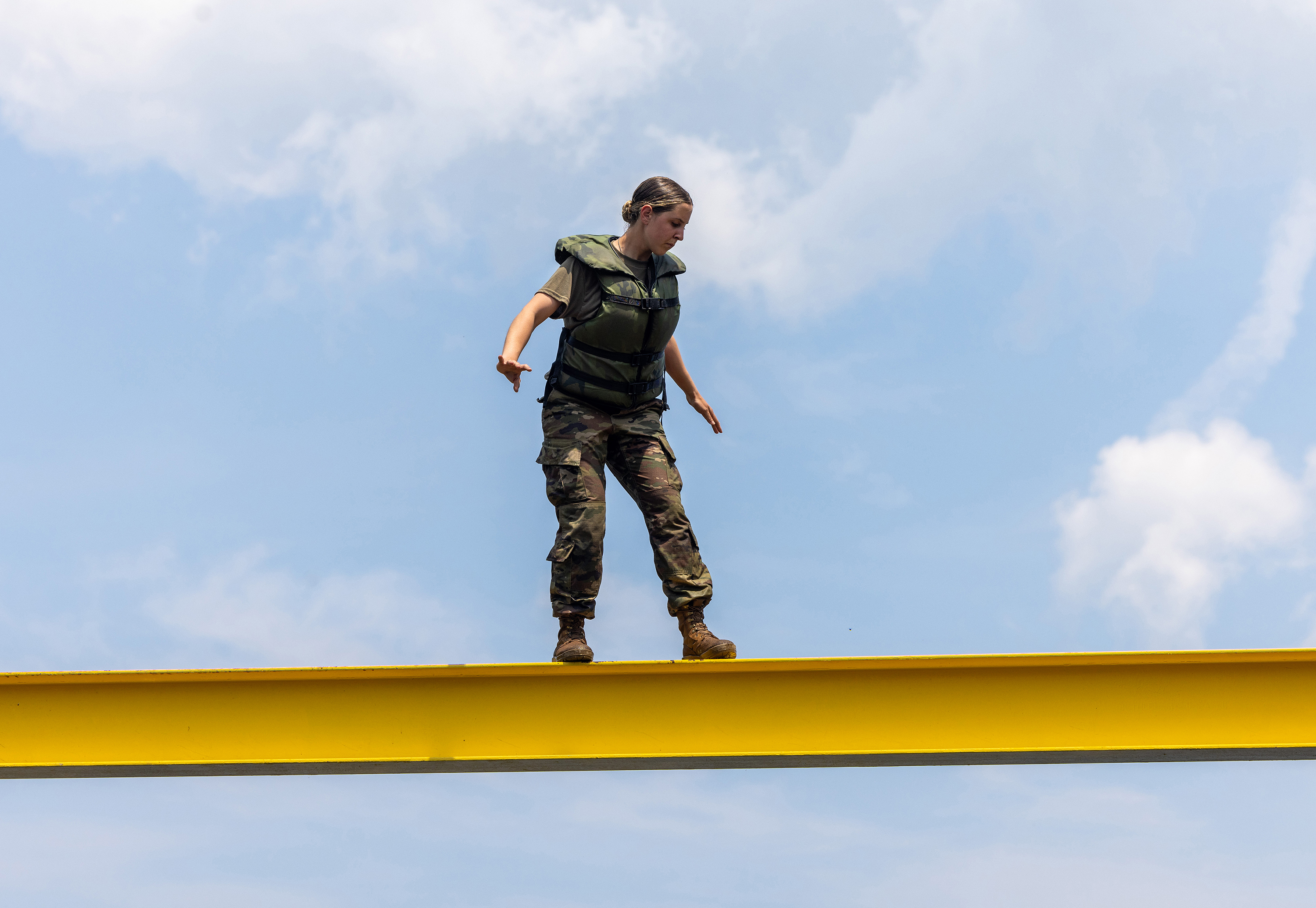 Cadet Field Training I cadets continued to build their strengths and confidence by conquering the Water Confidence Course and the Marne Confidence Course on June 5 at each location in Camp Buckner.  (Photo by Eric S. Bartelt/USMA PAO-VI)