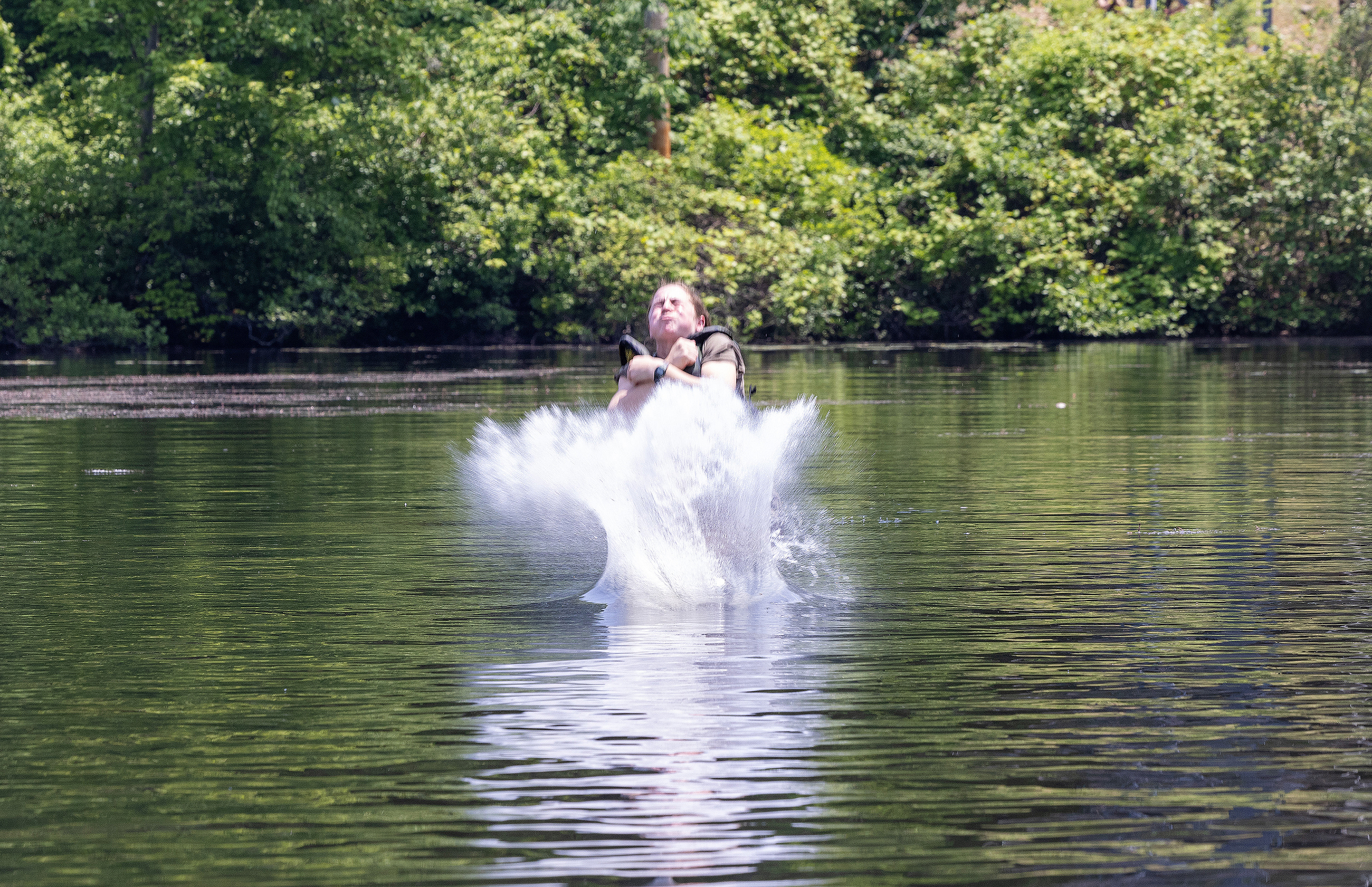 Cadet Field Training I cadets continued to build their strengths and confidence by conquering the Water Confidence Course and the Marne Confidence Course on June 5 at each location in Camp Buckner.  (Photo by Eric S. Bartelt/USMA PAO-VI)