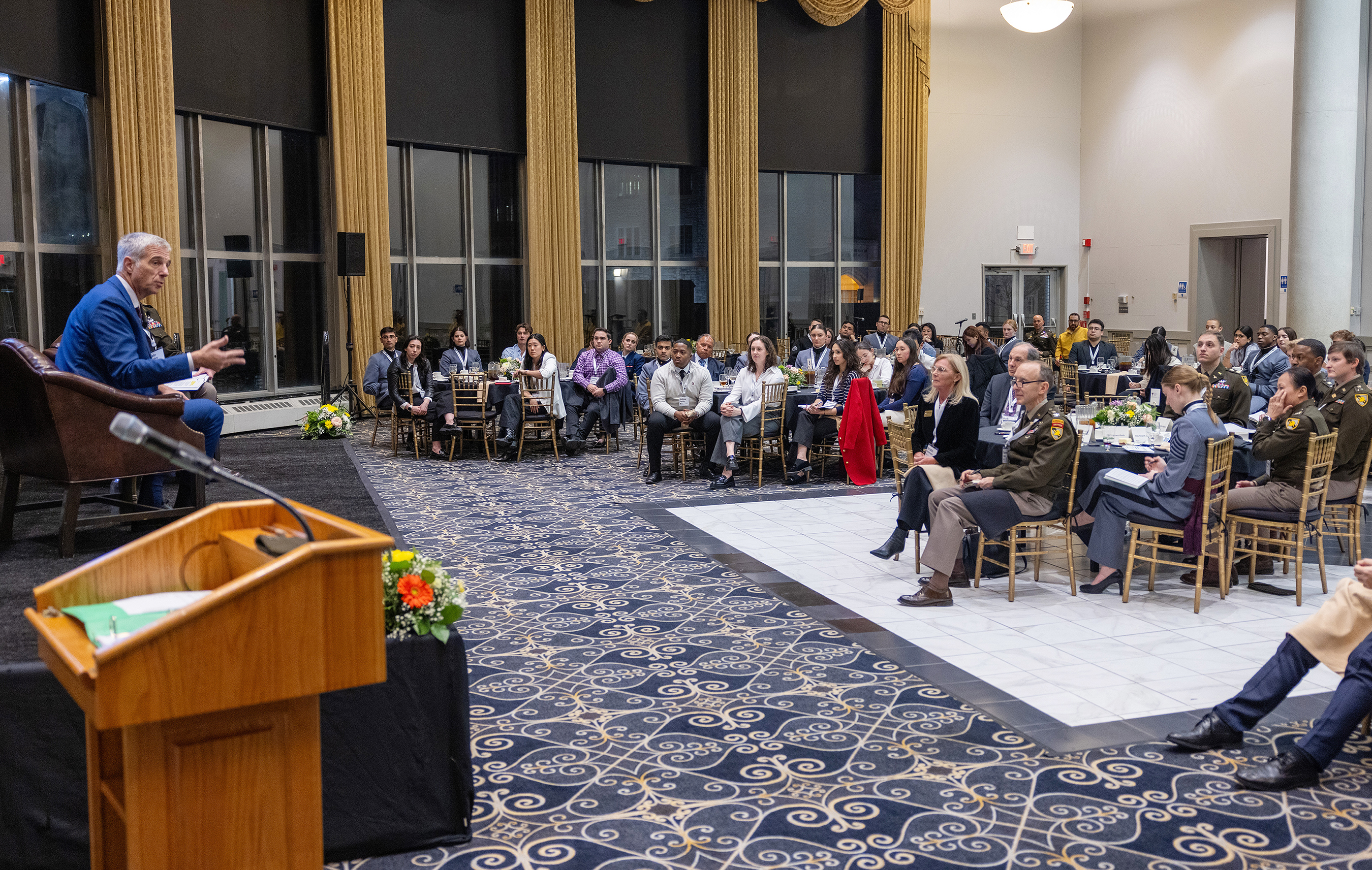 Retired Lt. Gen. and current CEO of LA28, Reynold Hoover, was the keynote speaker during the final evening of the three-day McDonald Conference of Leaders of Character (MCLC) on March 8 at the West Point Club. The conference is considered a premier, transformative, short-duration leadership experience for emerging global student-leaders who unite with pre-eminent world-leaders to establish enduring partnerships. It is meant to inspire attendees with the understanding the importance of leadership and leading