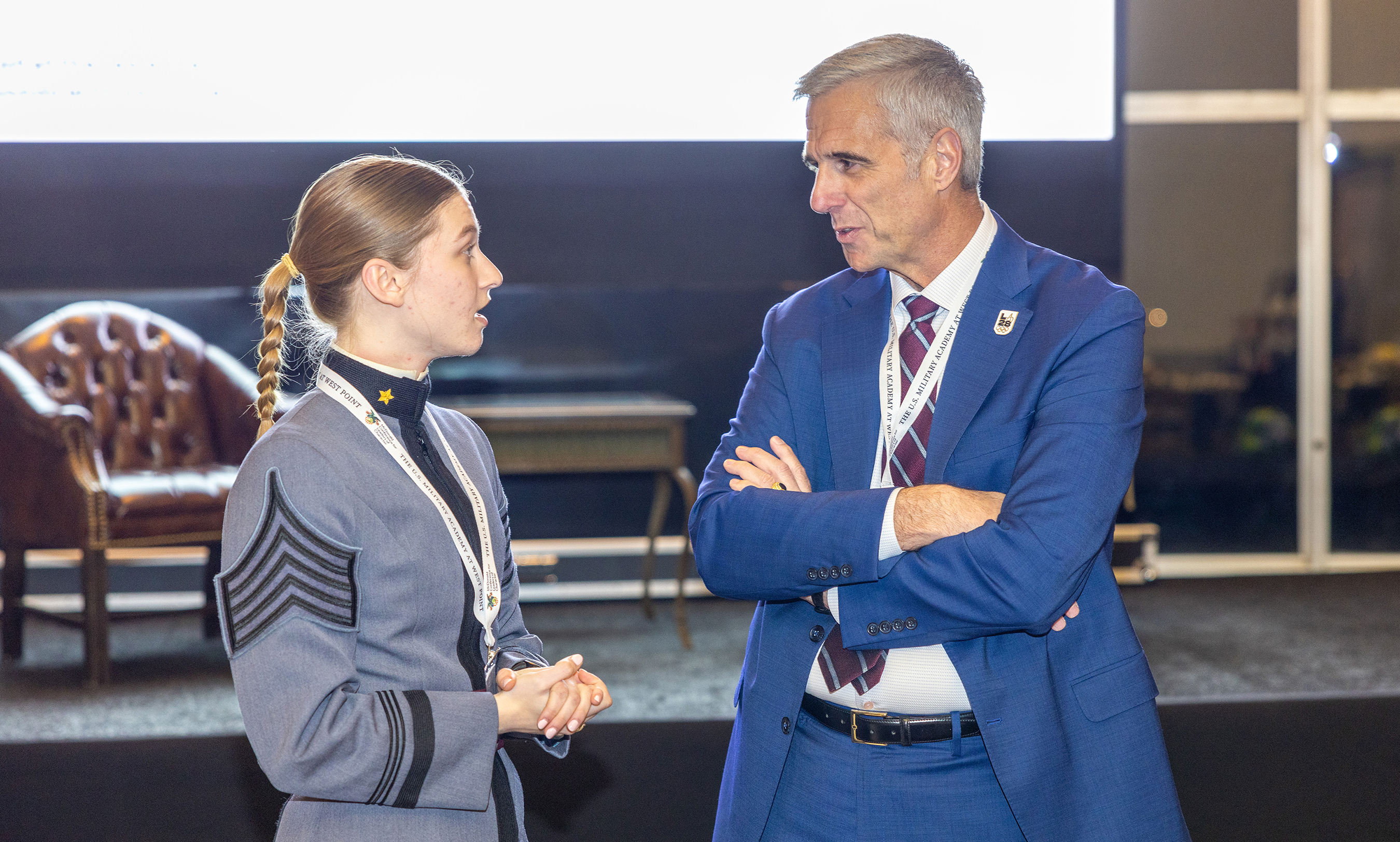 Retired Lt. Gen. and current CEO of LA28, Reynold Hoover, was the keynote speaker during the final evening of the three-day McDonald Conference of Leaders of Character (MCLC) on March 8 at the West Point Club. The conference is considered a premier, transformative, short-duration leadership experience for emerging global student-leaders who unite with pre-eminent world-leaders to establish enduring partnerships. It is meant to inspire attendees with the understanding the importance of leadership and leading