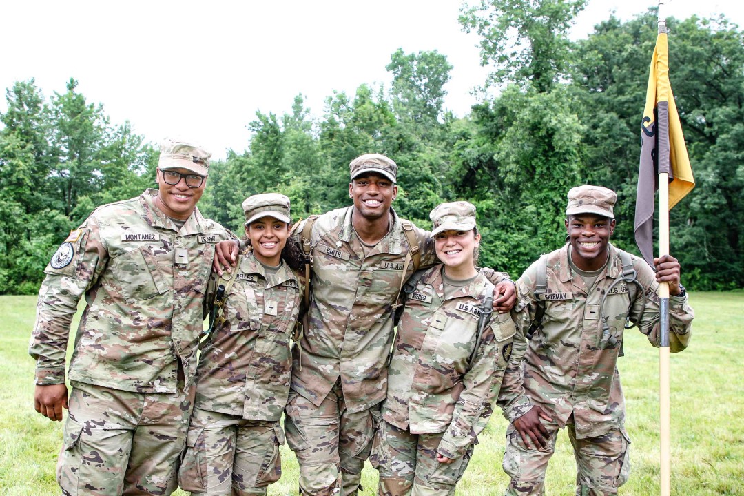 Staff and faculty gather at Landing Zone Owl to commemorate the Class of 2026 Cadets as they moved up in rank from plebes to yearlings during the Cadet Field Training graduation.