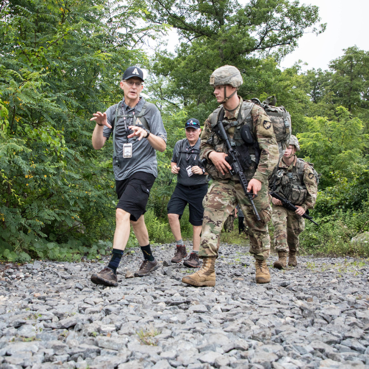 Members of the U.S. Military Academy Class of 2022, USMA leadership, staff, faculty and graduates completed a 12-mile road march from Camp Buckner, Aug. 13, 2018. The March Back is the new cadets’ final challenge of Cadet Basic Training. A ceremonial celebration will occur on Aug. 18 during the Acceptance Day parade, where they will officially join the Corps of Cadets. (U.S. Army photo by Michelle Eberhart)