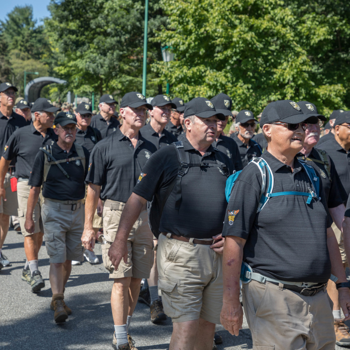 Graduates from the classes of 73' through 2019, join the cadet class of 2023 for the march back. It ended with lunch at Eisenhower Hall, West Point, New York on August 12, 2019. (Army photo by Tarnish Pride).