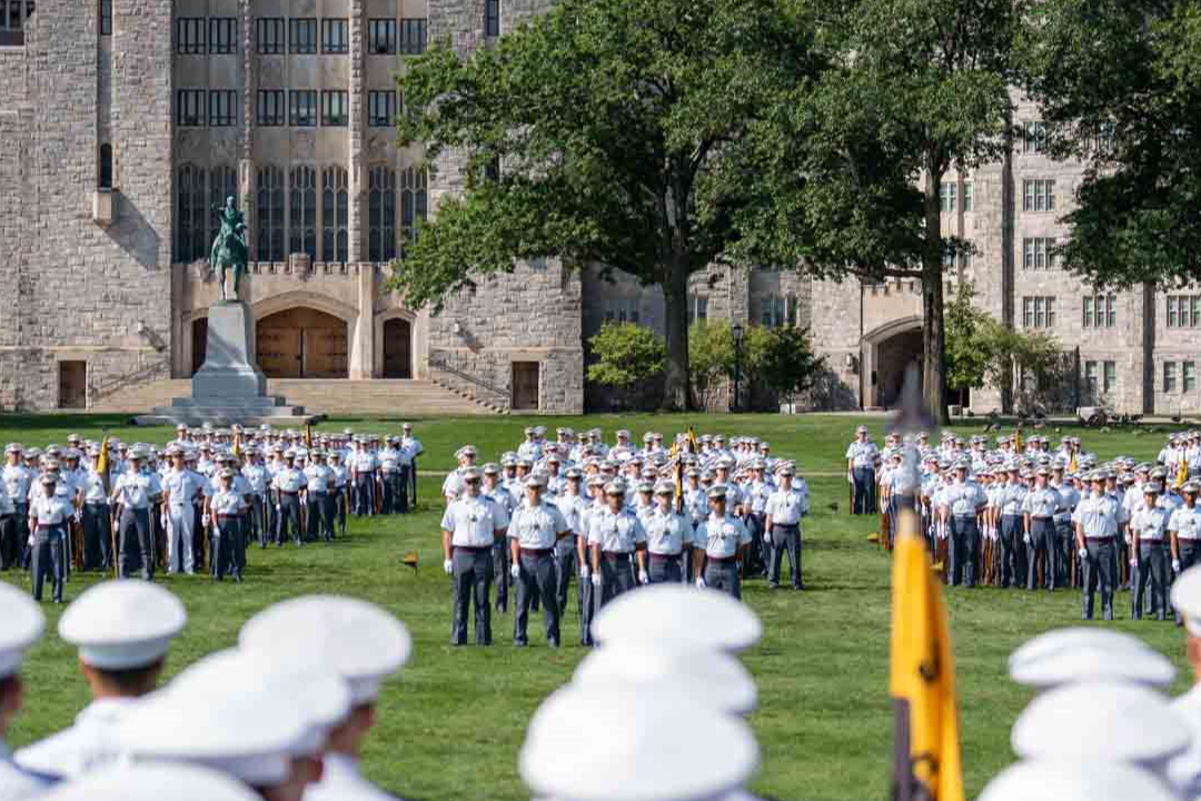 Corps of Cadets lined up on the Plain