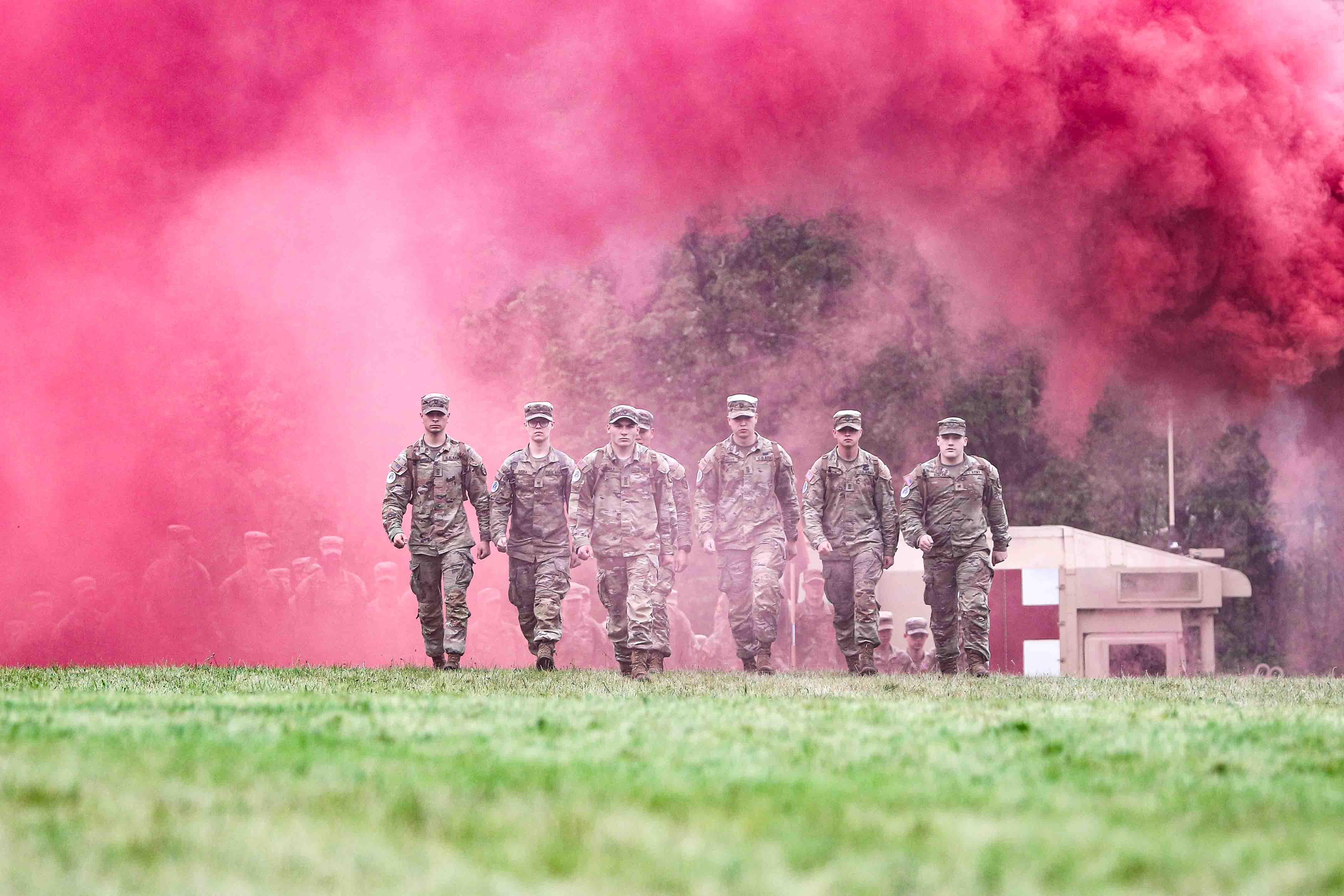 Staff and faculty gathered at Landing Zone Owl to commemorate the Class of 2026 Cadets as they moved up in rank from cadet private to corporal during the Cadet Field Training graduation on June 27 at Camp Buckner. Photo by Jorge Garcia/ USMA PAO.