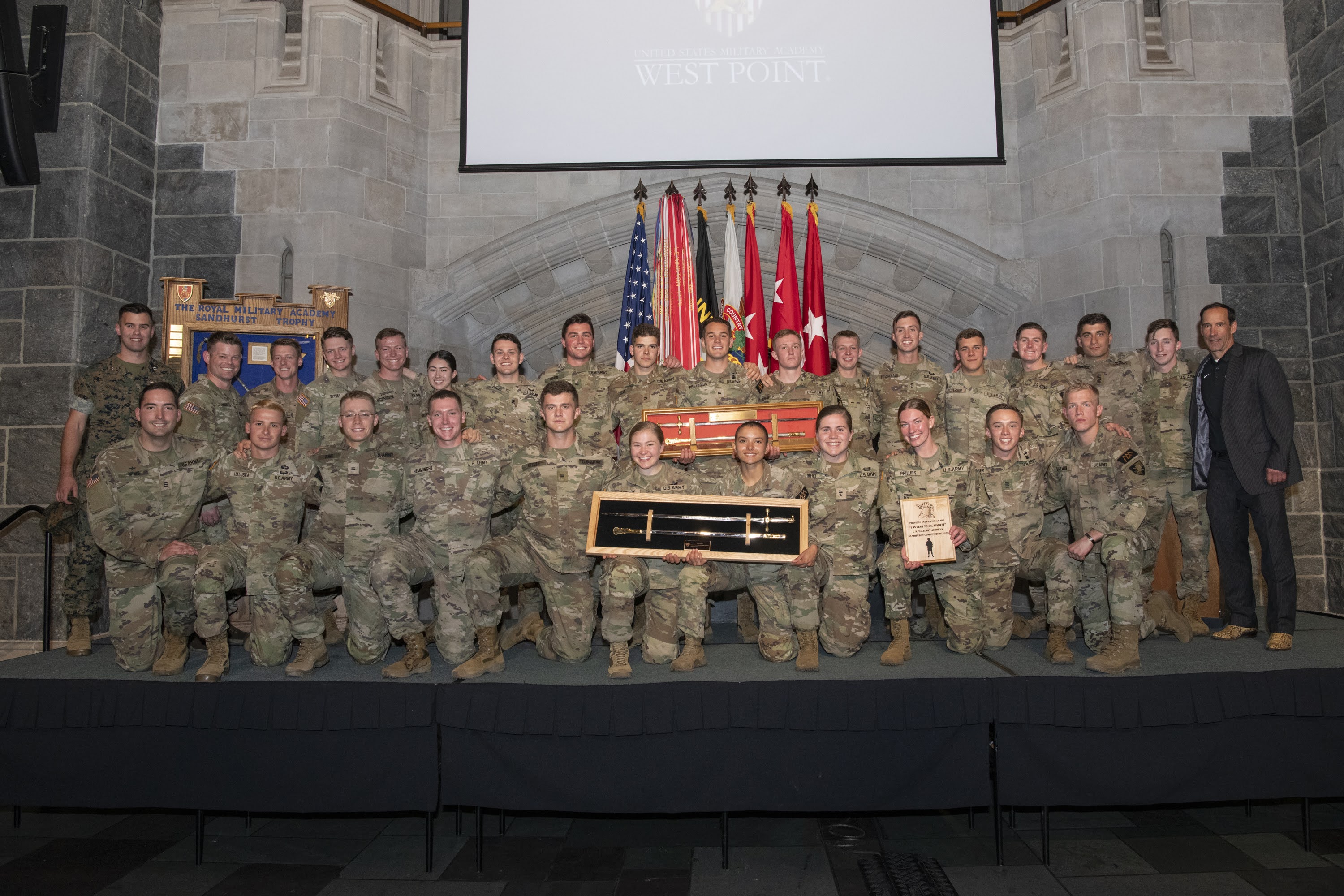 Cadets compete in Sandhurst, April 28, 2023. The annual Sandhurst Military Skills Competition is hosted at the U.S. Military Academy (USMA), April 28-29, 2023. The competition has undergone multiple changes since it started in 1967. This year is a two-day competition featuring 14 teams from West Point, the U.S. Military Academy Prep School Team, 17 Army ROTC units across the U.S., 2 sister service academies, and 14 international teams from across the globe. Photo by Kyle Osterhoudt/ USMA PAO-VI.