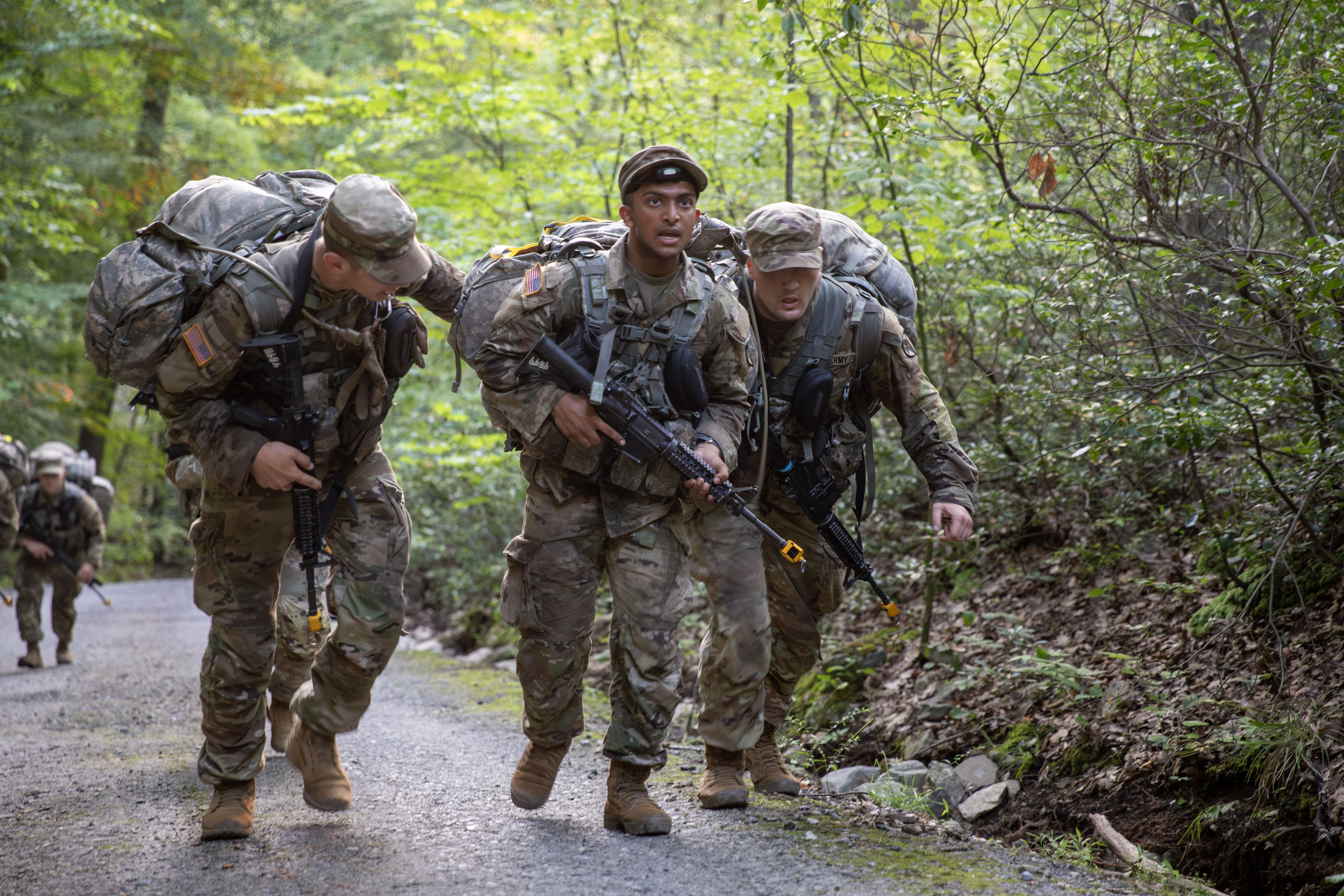 During the Cadet Basic Training field training exercise, Cadets executed tactical foot marches, learned individual movement techniques, how to react to contact, treat casualties, throw hand grades, and culminated with a buddy live fire exercise. The buddy team live fire allowed Cadets to combine everything they’ve learned to maneuver as a two-person team while engaging targets with live ammunition. Photos by Lt. Col. Travis Tilman, the USCC 2nd Regimental Tactical Officer.