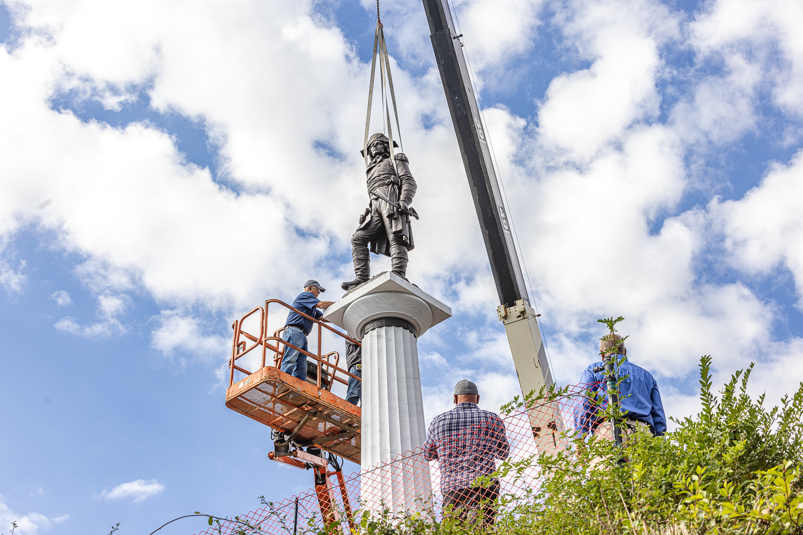 Renovations for the General Tadeusz Kosciuszko Monument were finally complete as the team worked on final touches before officially placing the Kosciuszko statue on the pedestal. Photo by Jorge Garcia/ USMA PAO.