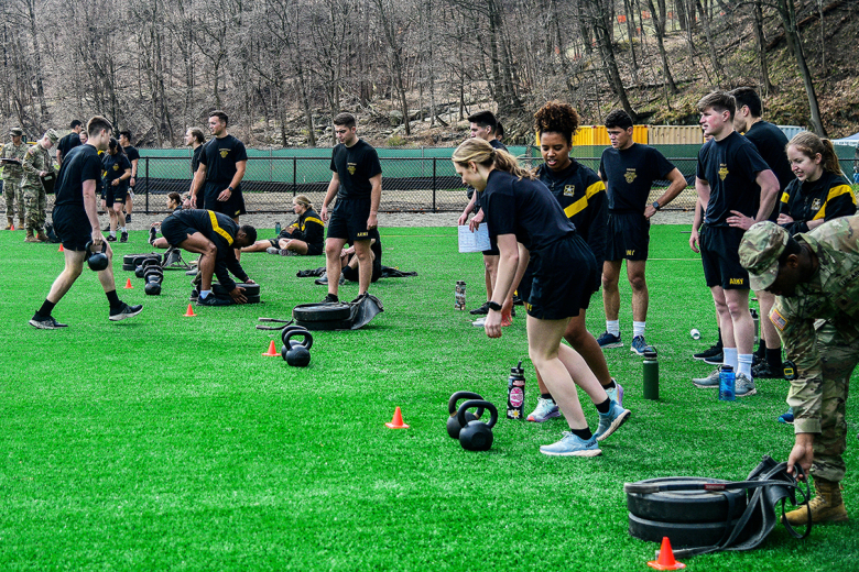 Cadets from the U.S. Military Academy conducted an Army Combat Fitness Test on Saturday at the new ACFT field, adjacent to the Anderson Rugby Complex. 