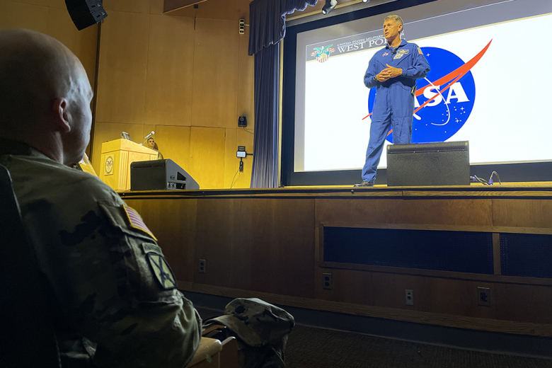 Col. Shane Kimbrough, a NASA astronaut and Class of 1989 West Point grad,  conducted a questions and answers session with cadets after an in-depth lecture on his experience on the International Space Station and the NASA program.