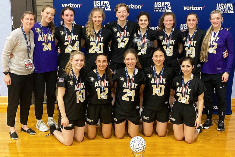 Army West Point women’s team handball competed in Collegiate Nationals April 8-10 at the University of North Carolina. To make the finals, the West Point Black (first) beat Ohio State (fourth), and West Point Gold (second) defeated UNC (third) in the semifinals. Then in the finals, West Point Black defeated West Point Gold, 16-15, to win the national championship.