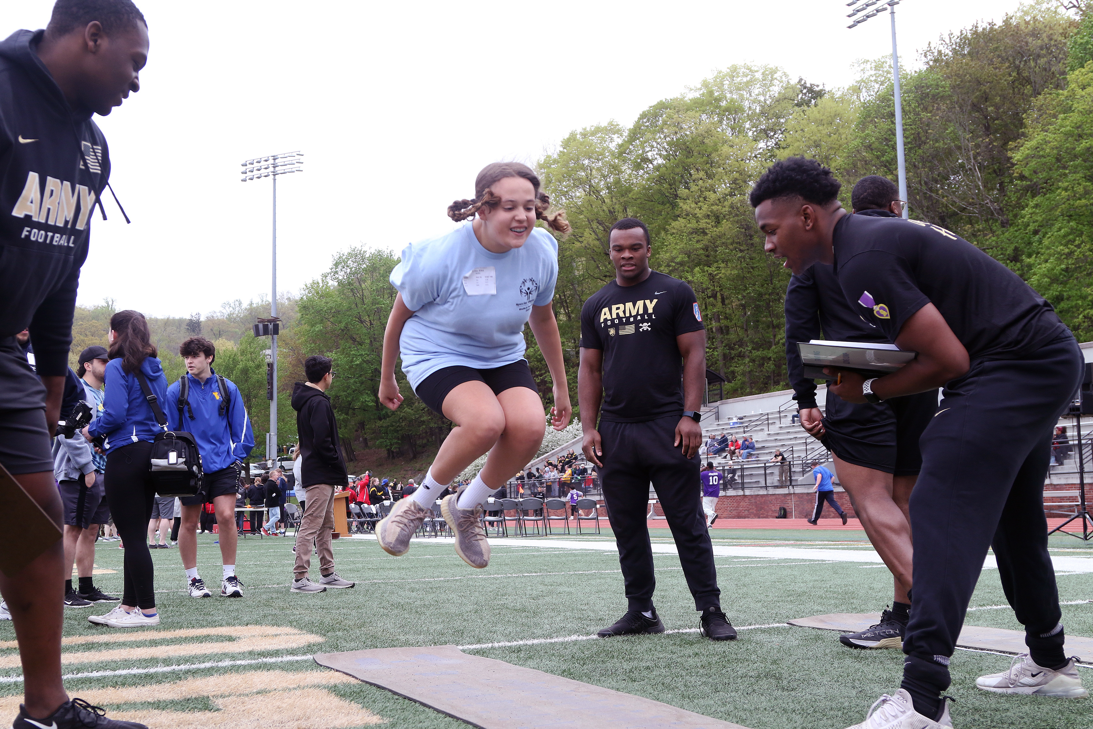 The U.S. Military Academy hosted the 48th annual Hudson Valley Special Olympics (HVSO) Spring Games April 22 at West Point. Approximately 600 athletes from the Hudson Valley, New York City, Long Island and the Capital Region of Albany participated in the annual competition for those with physical or intellectual disabilities to perform athletic feats and enjoy themselves in a safe and welcoming environment. About 500-600 cadets volunteered to help the athletes throughout the day. While the games took place 