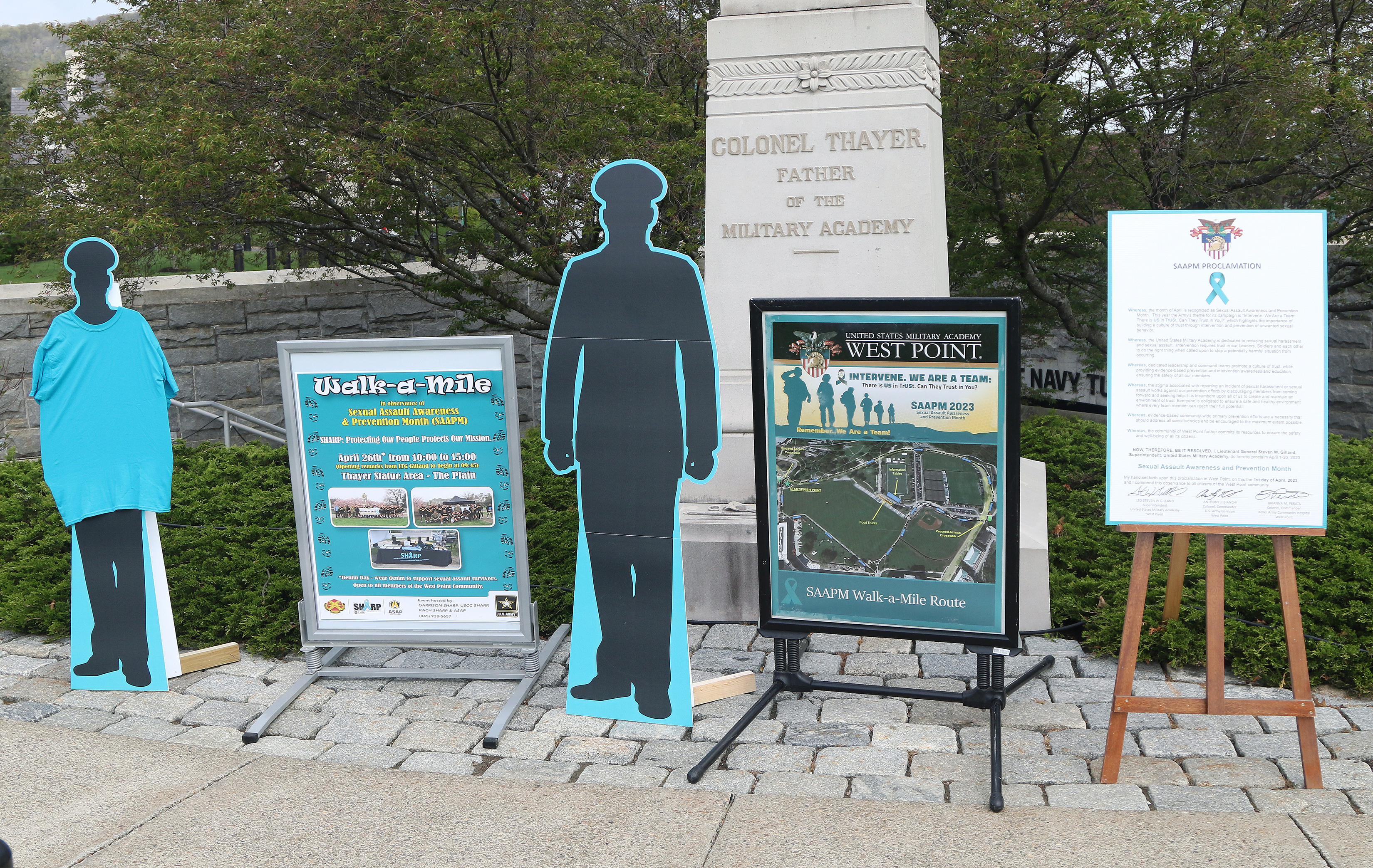 The U.S. Military Academy observed Sexual Assault Awareness and Prevention Month (SAAPM) on April 26. April is recognized as SAAPM, and this year the Army’s theme for its campaign is “Intervene. We Are a Team: There is US in TrUSt. Can They Trust in You?” Each year, West Point dedicates a day in April to SAAPM with the “Walk-A-Mile” event to help bring light to reducing sexual harassment and sexual assault numbers by reminding the community that it is prevalent and something to take seriously to prevent. 