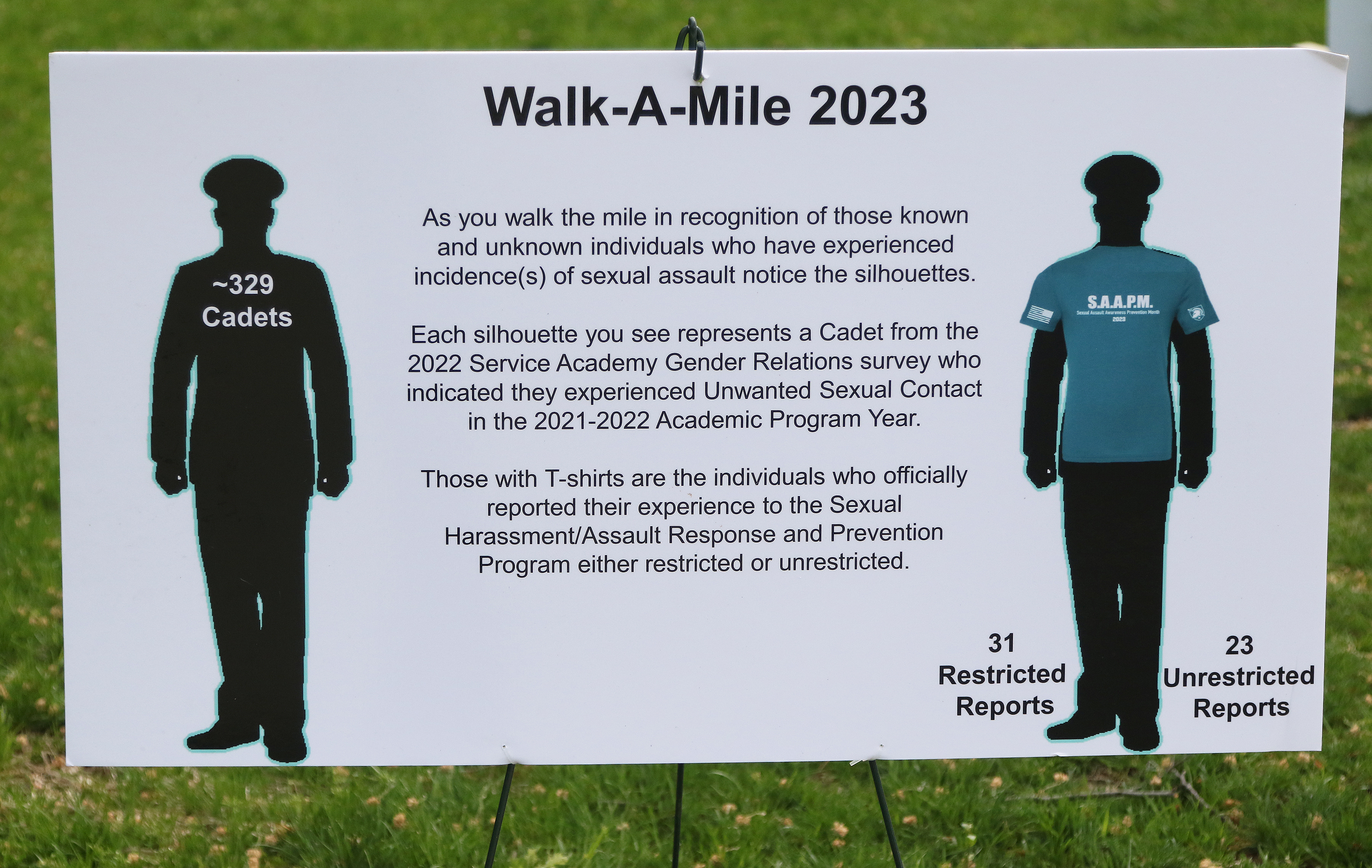 The U.S. Military Academy observed Sexual Assault Awareness and Prevention Month (SAAPM) on April 26. April is recognized as SAAPM, and this year the Army’s theme for its campaign is “Intervene. We Are a Team: There is US in TrUSt. Can They Trust in You?” Each year, West Point dedicates a day in April to SAAPM with the “Walk-A-Mile” event to help bring light to reducing sexual harassment and sexual assault numbers by reminding the community that it is prevalent and something to take seriously to prevent. 