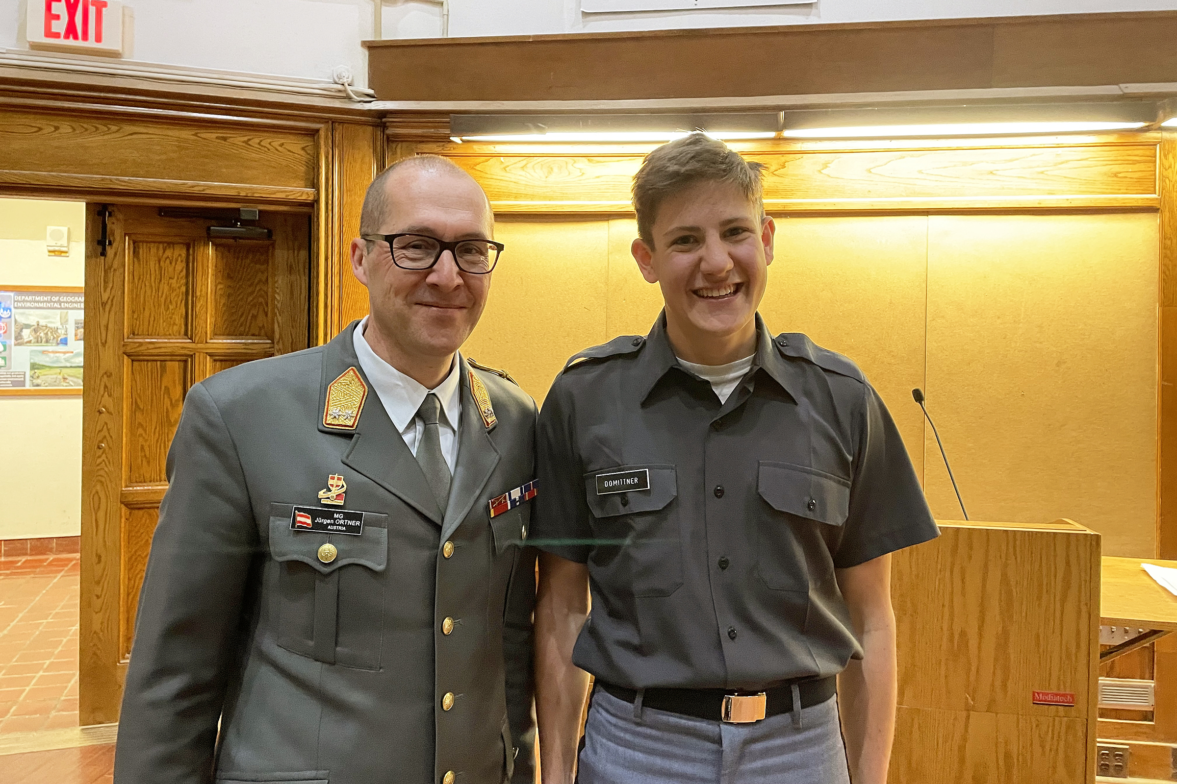 On March 20, the Austrian Ambassador to the United Nations, Ambassador Alexander Marschik, and the Austrian Maj. Gen. Juergen Ortner visited the U.S. Military Academy at West Point. As part of the visit, they were guest lecturers to all of the LG204 classes on a wide range of topics including Austrian history, security policy, the UN, the Austrian perspective on neutrality and Austrian military partnerships.    (Photo by Lt. Col. John Georg/DFL)