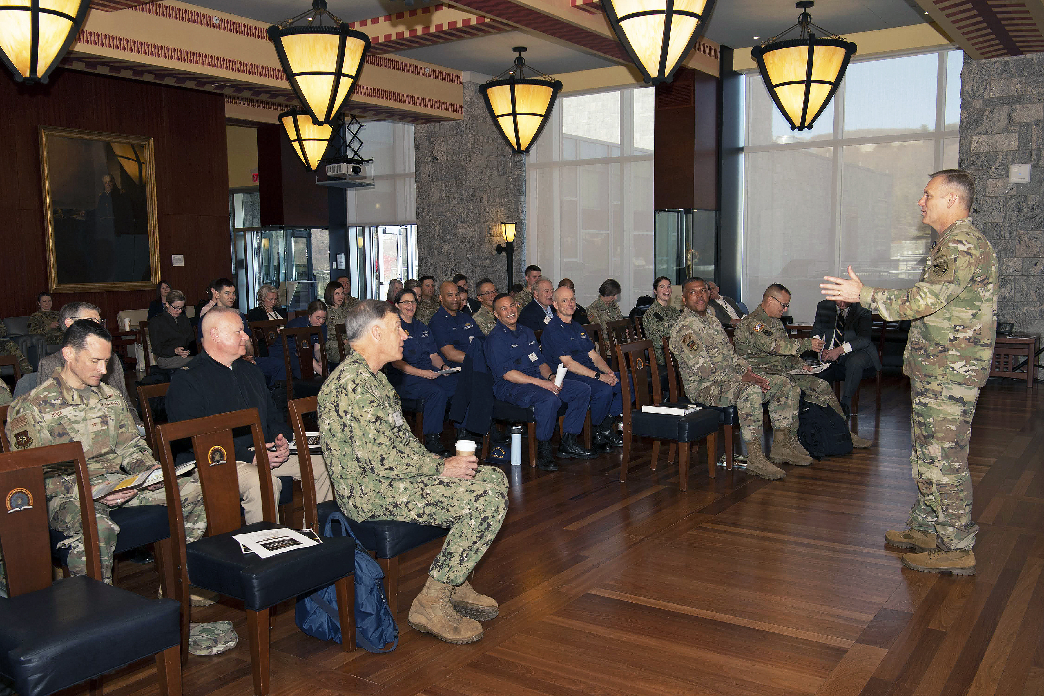 The U.S. Military Academy hosted the 62nd annual Conference of Service Academy Superintendents (COSAS) from April 2-5 to enable constructive collaboration and shared understanding of operational and strategic challenges common to the five service academy programs. Leadership from the U.S. Naval Academy, U.S. Air Force Academy, U.S. Coast Guard Academy and the U.S. Merchant Marine Academy attended the four-day COSAS event at West Point.   (Photo by John Pellino/USMA PAO)
