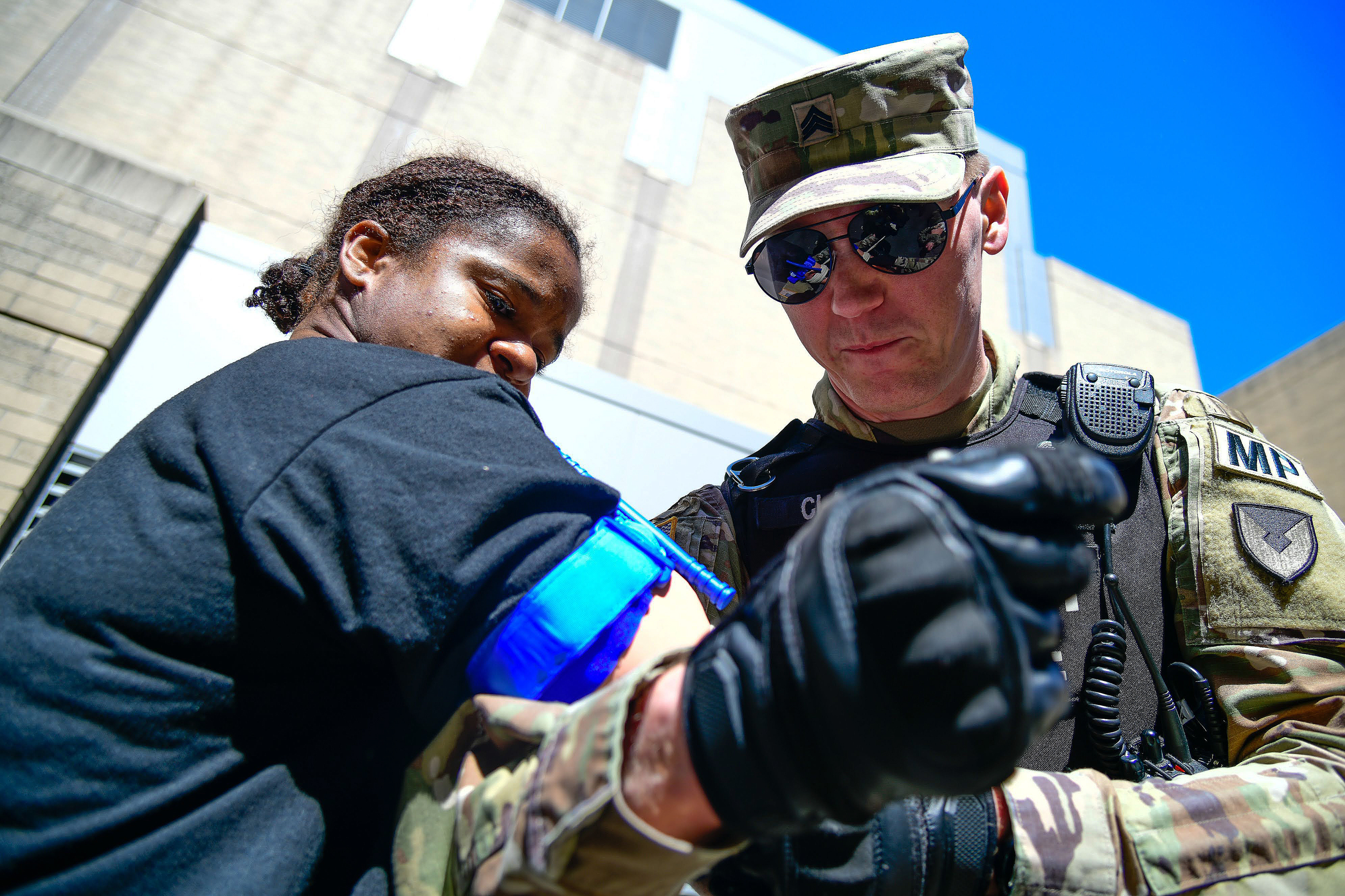 To counter an active-shooter threat, military, civilian, federal and state law enforcement, emergency response and medical personnel from the U.S. Military Academy conducted a full Force Protection Exercise on March 29 at West Point.    (Photo by Sgt. 1st Class Luisito Brooks/USMA PAO)