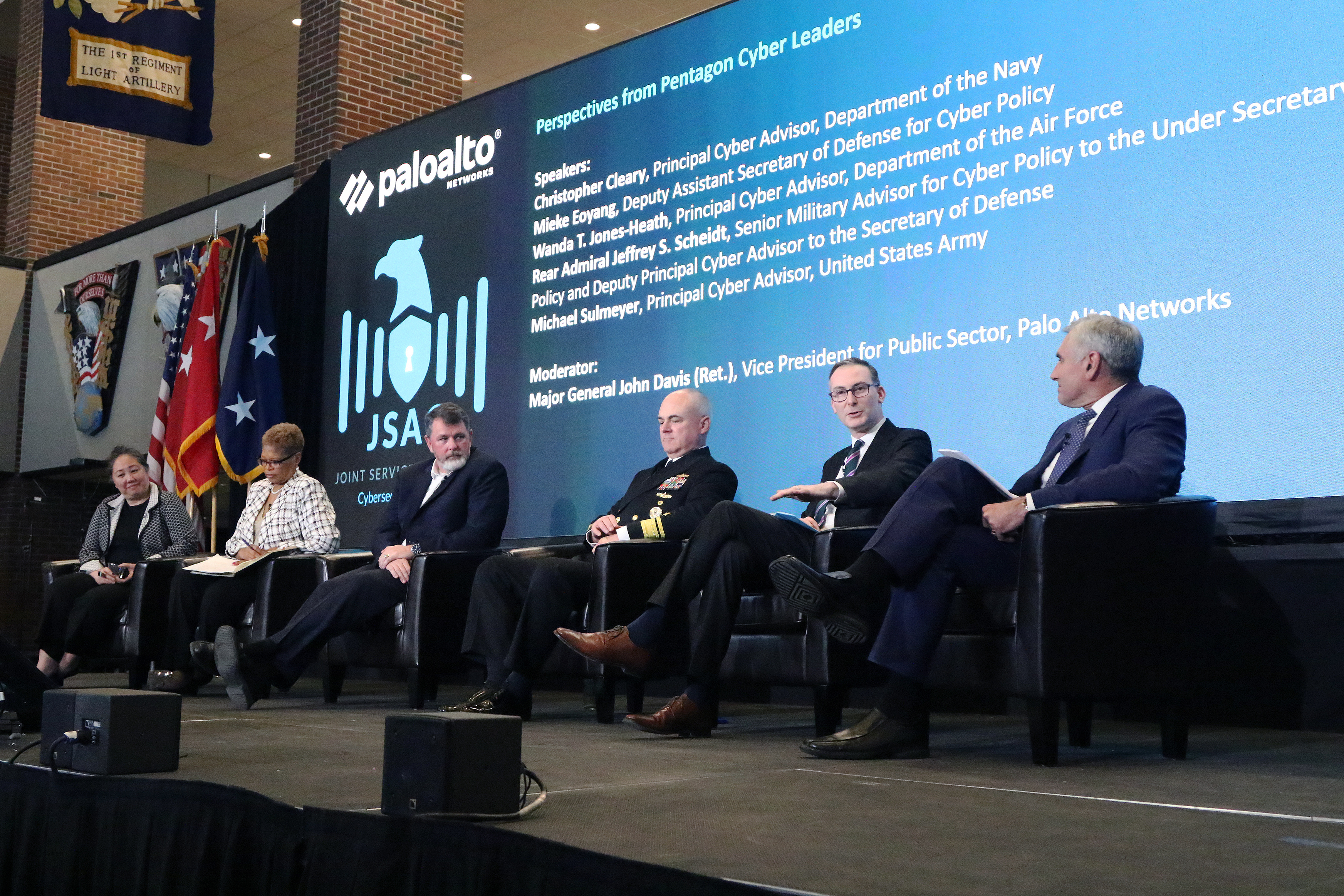 The U.S. Military Academy, on behalf of Palo Alto Networks, Inc., hosted the 2023 Joint Service Academy Cybersecurity Summit (JSAC) on April 4-5 at Crest Hall in Eisenhower Hall. Founded in 2015, JSAC brings together senior cyber experts and leaders from across industry, military and government to discuss issues of the day, what has gone right and what has gone wrong in cybersecurity in recent years and the way forward in the cyber world, especially with the eyes and ears of academy cadets and midshipmen