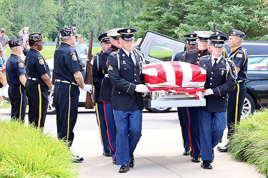 During the special escort mission, Ortmann escorted his great-uncleʼs remains from Oahu to LA and Detroit, until the final stop at Great Lakes National Cemetery (below) in Holly, Mich., for his funeral.    Photos provided by Capt. Richard Ortmann and Honoring Our Fallen