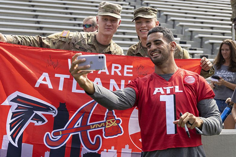 The Falcons received a tour of the West Point Cemetery and met with cadets and community members after practice.        			   				 				            				                  Photos by Christopher Hennen/USMA PAO and Capt. David Hoy/USMA PAO