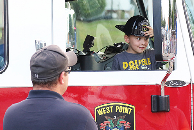 The U.S. Army Garrison West Point, West Point Directorate of Emergency Services in concert with West Point Family Homes hosted National Night Out, a nationwide event that focuses on strengthening the relationship between communities and their local police departments, Aug. 2 at the K Lot parking lot near the MWR Fitness Center. Since its inception in 1984, National Night Out is an annual community-building campaign that promotes community partnerships and neighborhood camaraderie to make neighborhoods safer