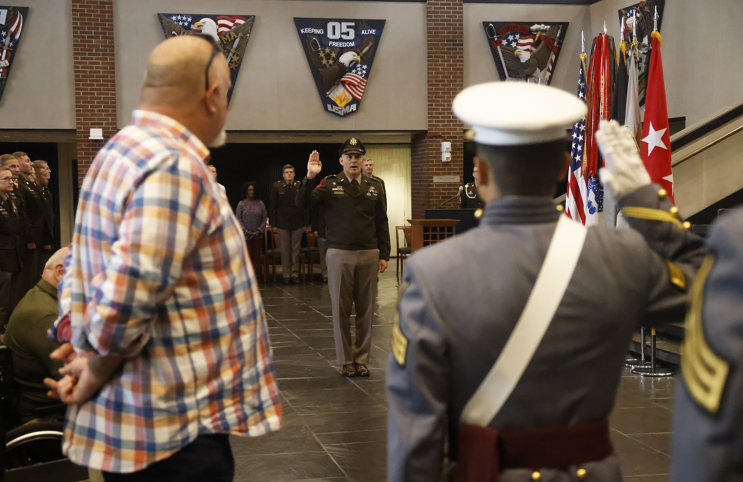 The U.S. Military Academy held an August Graduation and Commissioning Ceremony for seven members of the Class of 2023 at Crest Hall Aug. 3. USMA Superintendent Lt. Gen. Steven W. Gilland was the commencement speaker as Class of 2023 Cadets Miguel Aquino III, Vaughn Campbell, Armando Flores IV, William Foran, Owen Grile, Luke Hester and Madeleine Wilkes all received their diplomas. They all commissioned as officers and received their second lieutenant bars expect one graduate due to injury. Members of the US