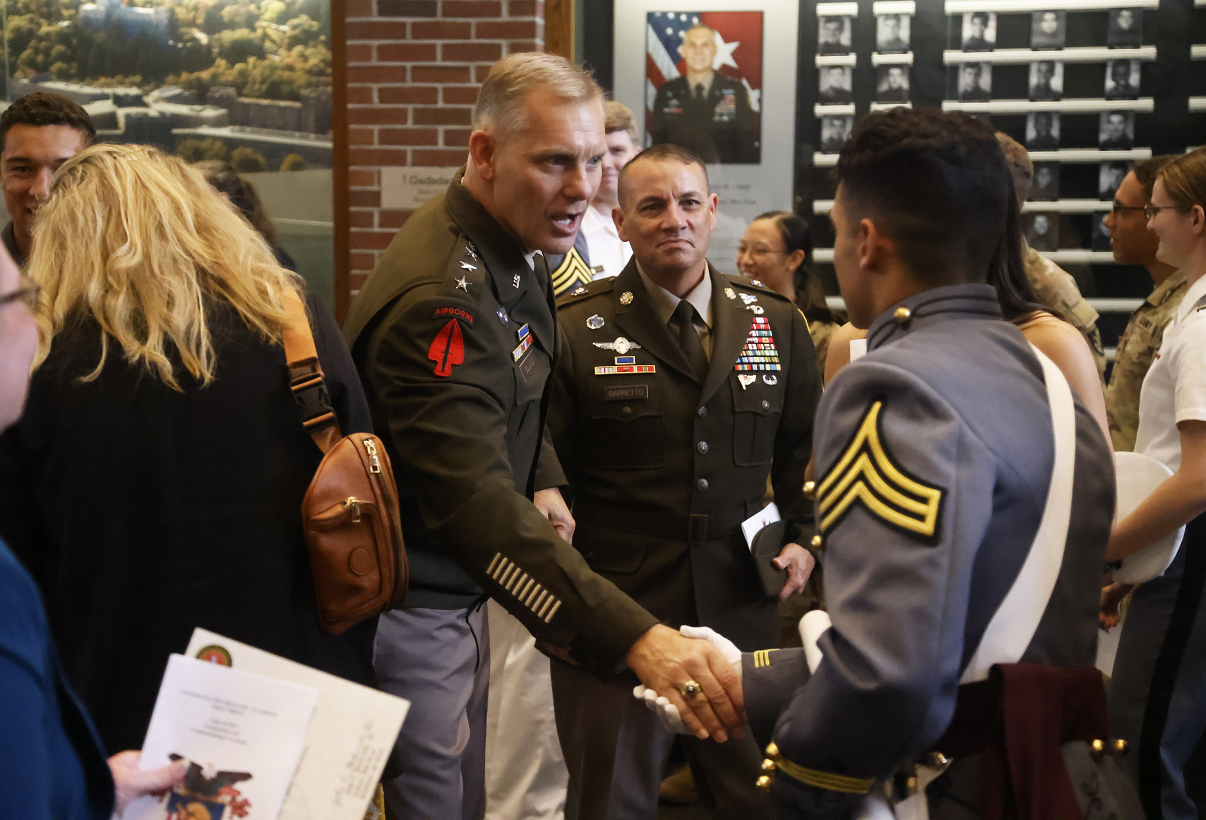 The U.S. Military Academy held an August Graduation and Commissioning Ceremony for seven members of the Class of 2023 at Crest Hall Aug. 3. USMA Superintendent Lt. Gen. Steven W. Gilland was the commencement speaker as Class of 2023 Cadets Miguel Aquino III, Vaughn Campbell, Armando Flores IV, William Foran, Owen Grile, Luke Hester and Madeleine Wilkes all received their diplomas. They all commissioned as officers and received their second lieutenant bars expect one graduate due to injury. Members of the US