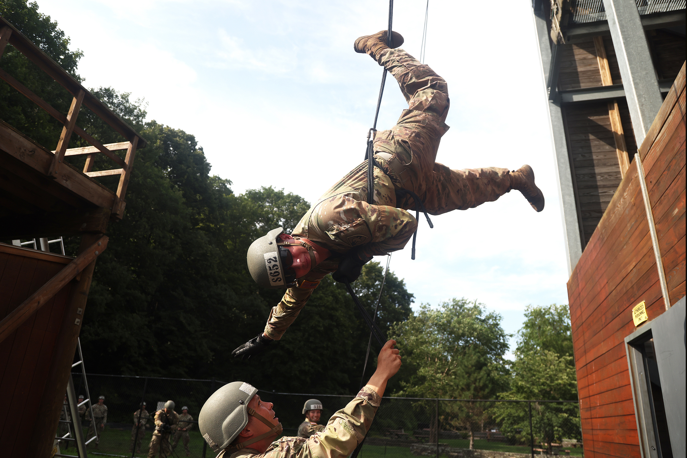 During this summer’s air assault detail, much like the other West Point summer details such as Cadet Field Training, it is named after a graduate who died in the recent era of the Global War on Terrorism. This year’s air assault detail is named Task Force McMahon after Class of 2025 Cadet Dennis Richard “Ricky” McMahon’s dad, Lt. Col. Michael Jerome McMahon, a 1985 U.S. Military Academy graduate, who died in a plane crash in Bamiyan, Afghanistan, in 2004.  McMahon, a Systems and Decision Sciences major, is 