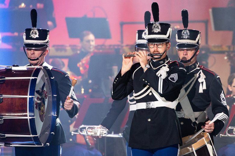The West Point Band presented its annual “West Point Holiday Show” on Dec. 3 and 4 at Eisenhower Hall Theatre. It featured a variety of seasonal hits from classic carols to contemporary jingle-bell-rock ʽn’ roll. The audience was invited to sing along in celebration of Christmas, Hanukkah and the magic of the winter season.		Photo by Staff Sgt. Chrissy Rivers/West Point Band    
