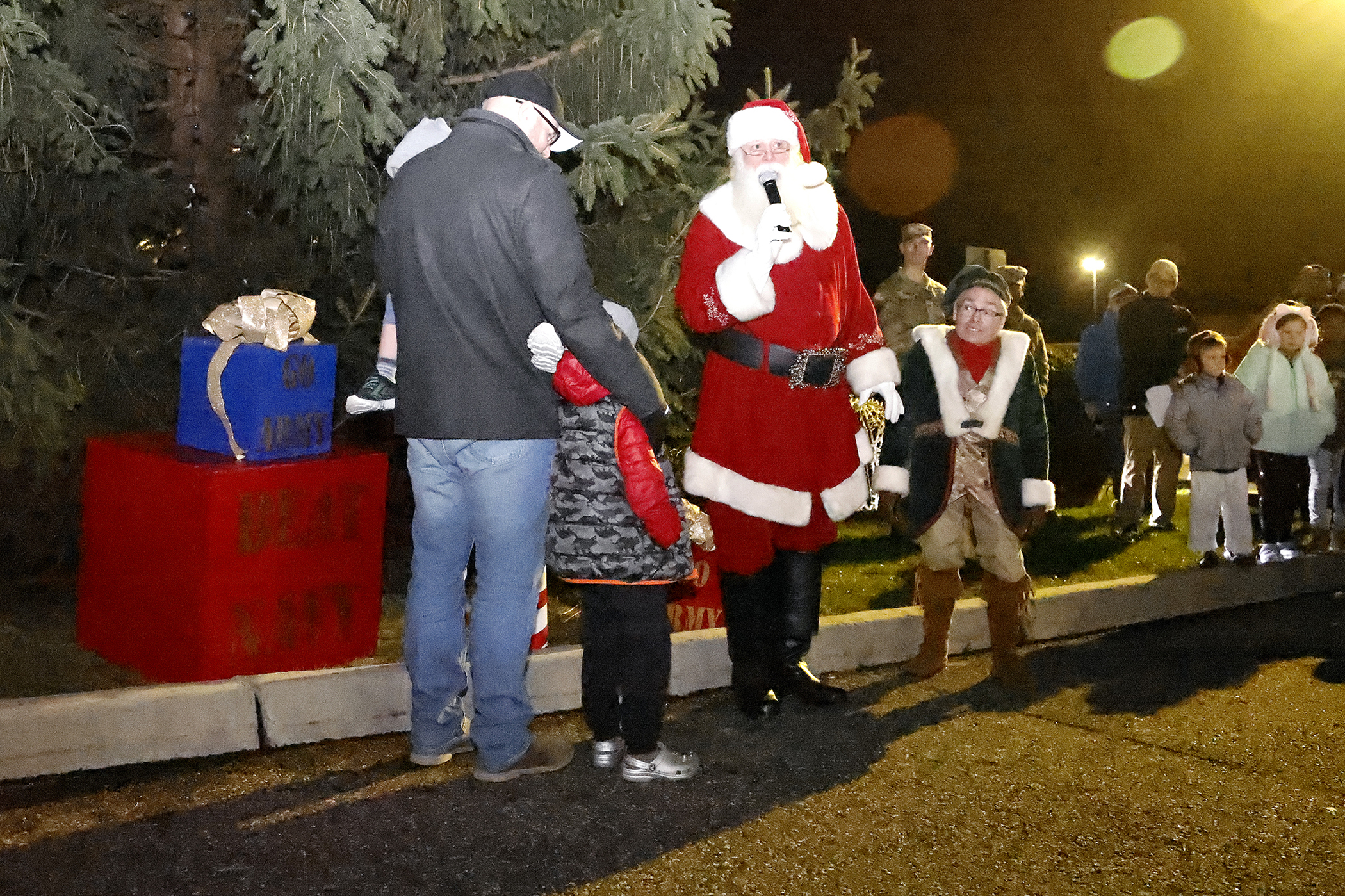 The Directorate of Family and Morale, Welfare and Recreation (FMWR) hosted its annual holiday tree lighting ceremony for the West Point community on Dec. 4 at the Post Exchange.   (Photo by Eric S. Bartelt/PV)