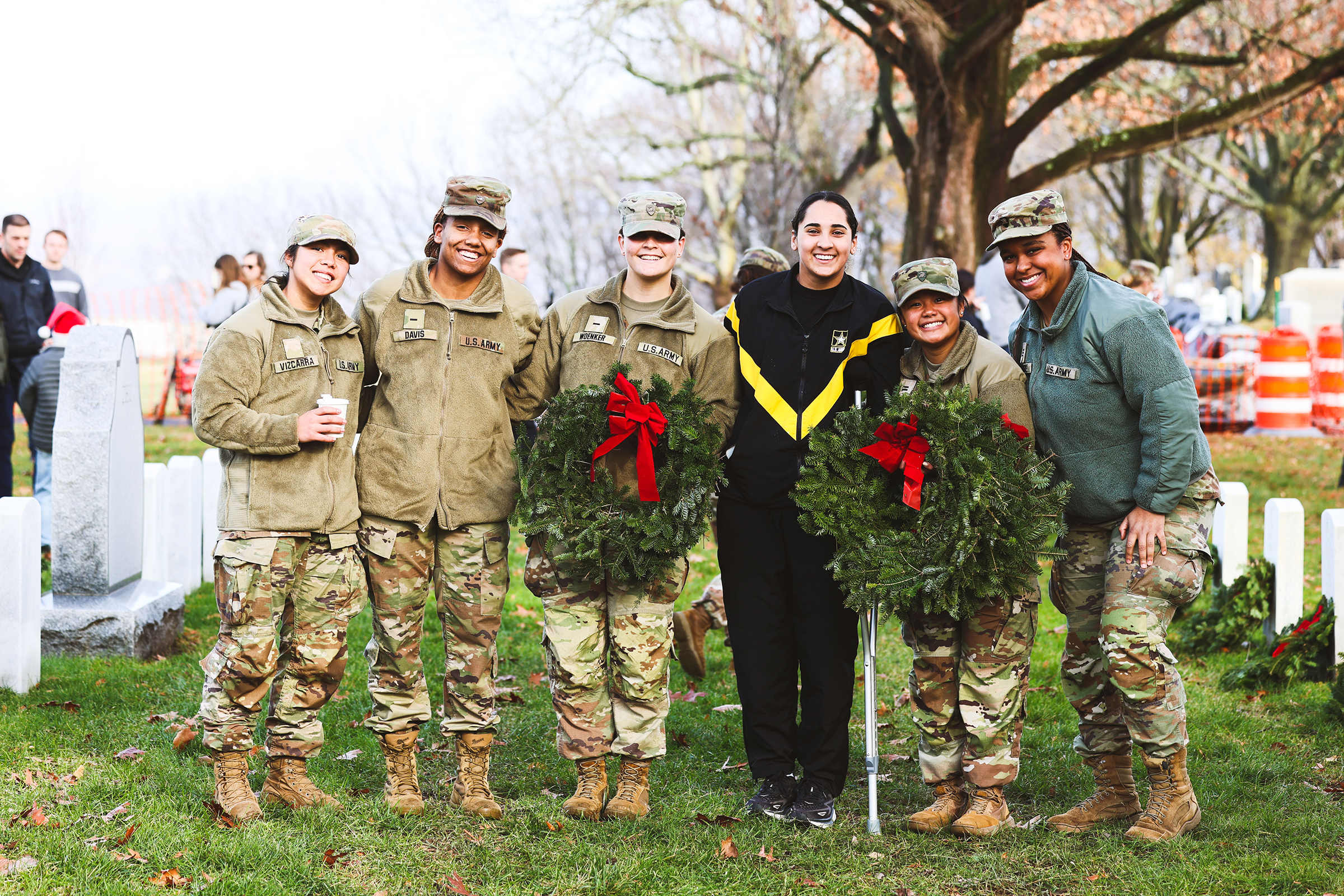In a display of generosity, numerous donors and volunteers came together to place 7,200 wreaths at each headstone and columbarium section during the 14th annual Wreaths Across America on Dec. 2 at the West Point Cemetery.  This heartfelt gesture serves as a tribute to the thousands of West Point graduates, family members and others who are laid to rest in this hallowed ground, allowing their memory to be honored and cherished.   (Photo by Eric S. Bartelt/PV)