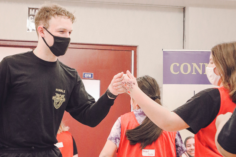 The West Point Association of Graduates in partnership with the Highland Falls Intermediate School and the Fort Montgomery Central School District launched CONNECT on Feb. 1. (Above and left) West Point cadets participated as mentors, including instructing volleyball and team handball skills.  (Photo by Delancey Pryor III)