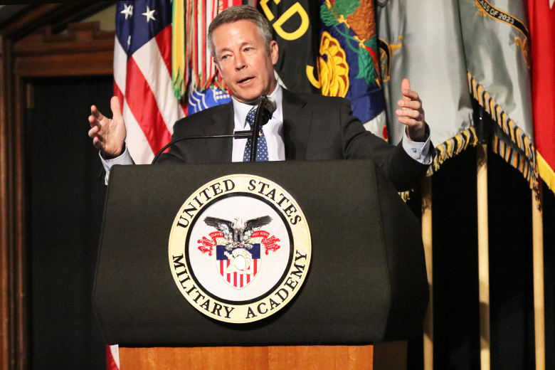 It is a rite of passage for Firsties to mark hitting their final 100 days at the U.S. Military Academy with a break to celebrate their exploits during 100th Night Weekend. The cadets of the Class of 2023 enjoyed their moment Saturday with the annual banquet and 100th Night Show. The evening’s guest speaker was retired Gen. Austin Scott Miller, a 1983 USMA graduate who last commanded all U.S. and NATO forces in Afghanistan in 2021 before his retirement.    (Photo by Eric S. Bartelt/PV)