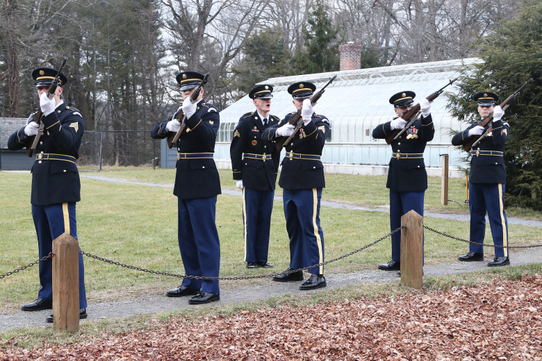The West Point Military Police Honor Guard fired salutary volleys during the commemoration of former President Franklin D. Roosevelt’s 141st birthday Monday in Hyde Park, N.Y. 