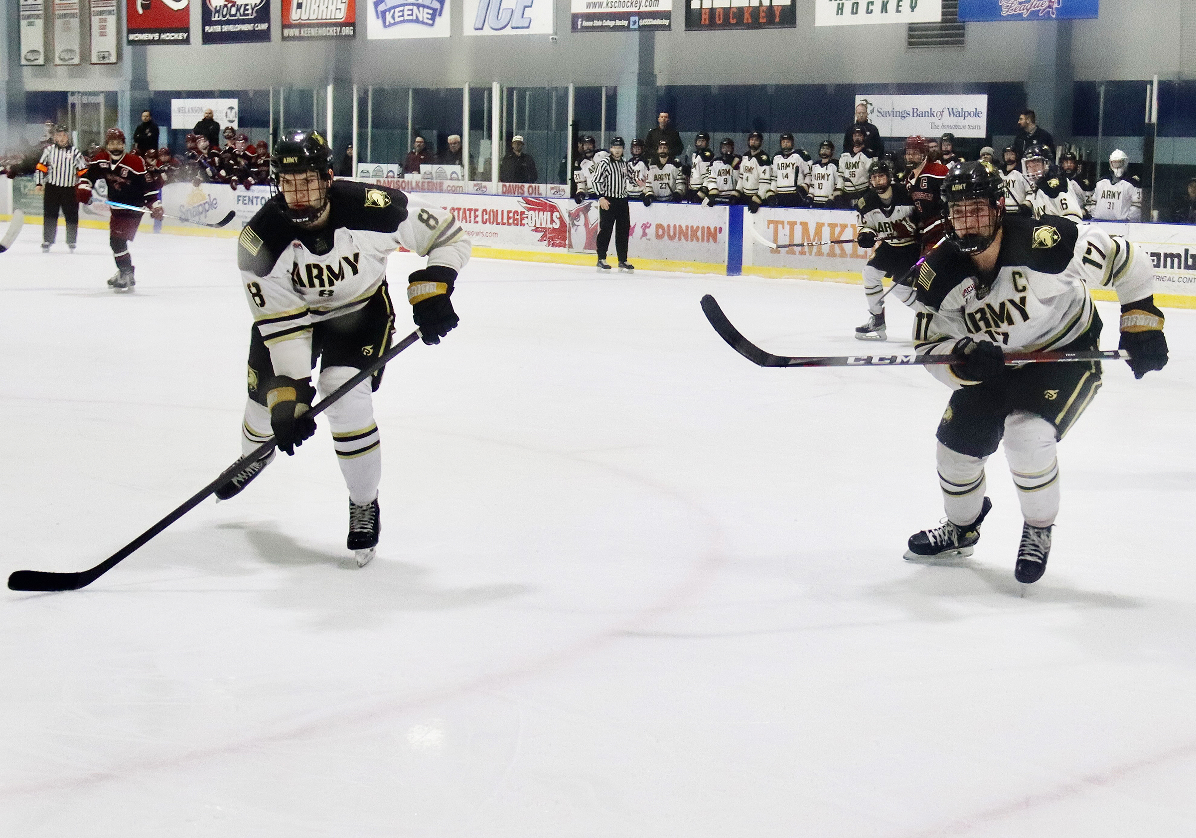 For the first time in program history, Army West Point's club hockey team advanced to the American Collegiate Hockey Association Division II National Championship.   The Black Knights (21-4-2) punched their ticket to next month's 16-team national field by defeating Boston University and the University of Massachusetts, 6-5 and 4-1, respectively, at the ACHA Northeast Regionals on Feb. 24 and 25 at Keene Ice in Keene, N.H.   (Photo by Army West Point Club Hockey)