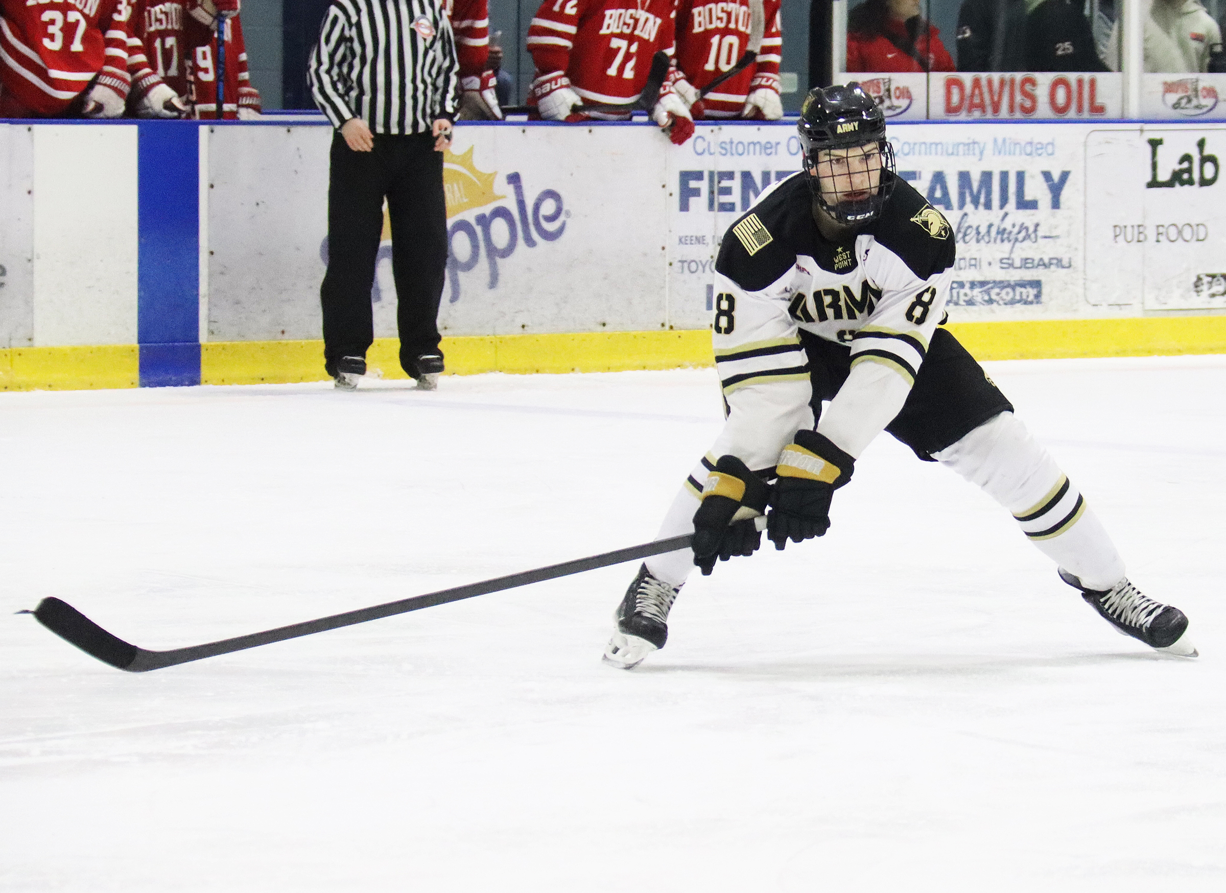 For the first time in program history, Army West Point's club hockey team advanced to the American Collegiate Hockey Association Division II National Championship.   The Black Knights (21-4-2) punched their ticket to next month's 16-team national field by defeating Boston University and the University of Massachusetts, 6-5 and 4-1, respectively, at the ACHA Northeast Regionals on Feb. 24 and 25 at Keene Ice in Keene, N.H.   (Photo by Army West Point Club Hockey)