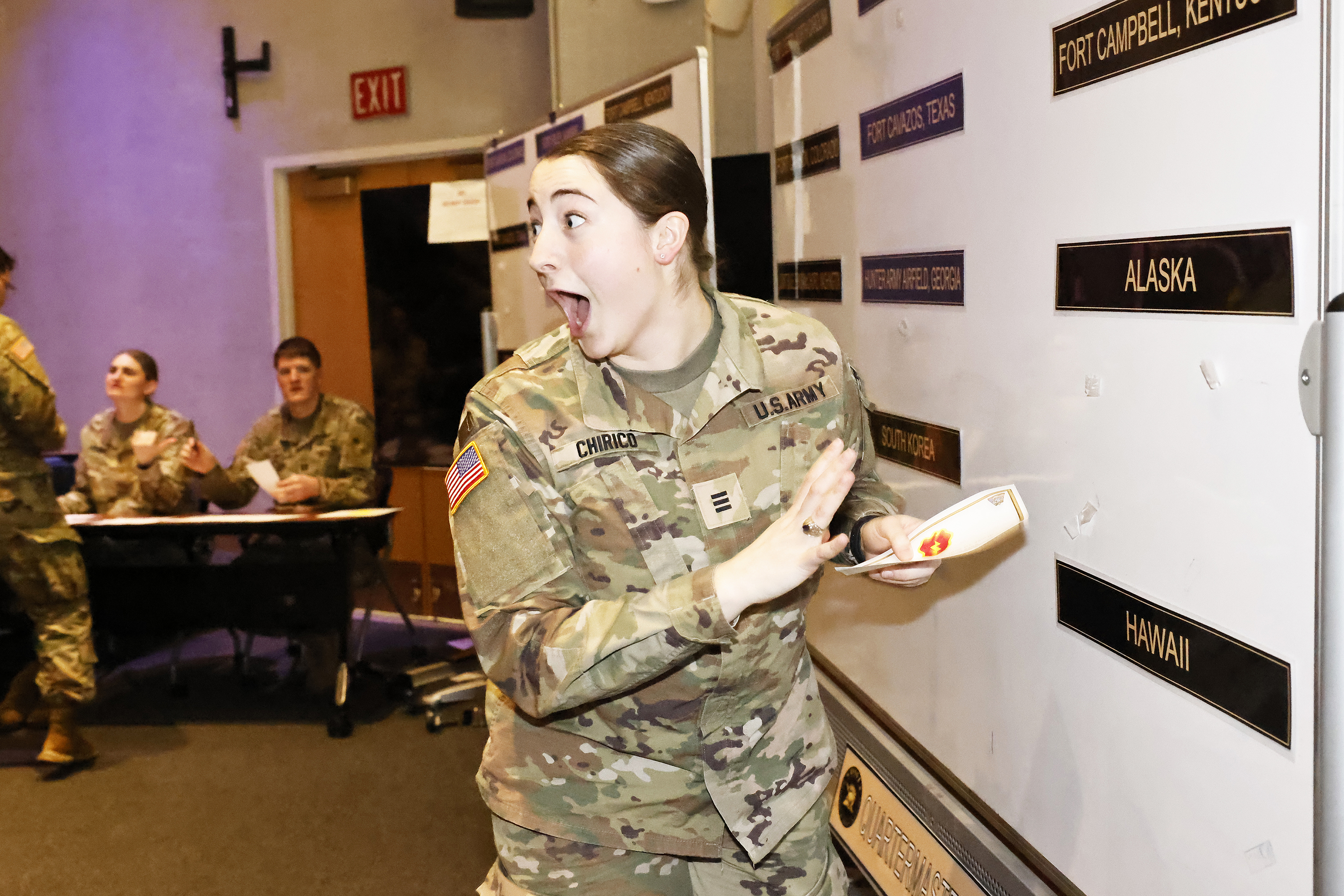 Cadets from the U.S. Military Academy Class of 2024 gathered at various locations to select their first Army duty station during the annual Post Night event on Feb. 28 at West Point.   Post Night is conducted using a draft-style process based on the Cadet Order of Merit list, allowing cadets to select their duty station based on where they rank from highest to lowest on the OML.   Leading up to Post Night, the Department of Military Instruction’s Accessions Division educates cadets about not just the availa